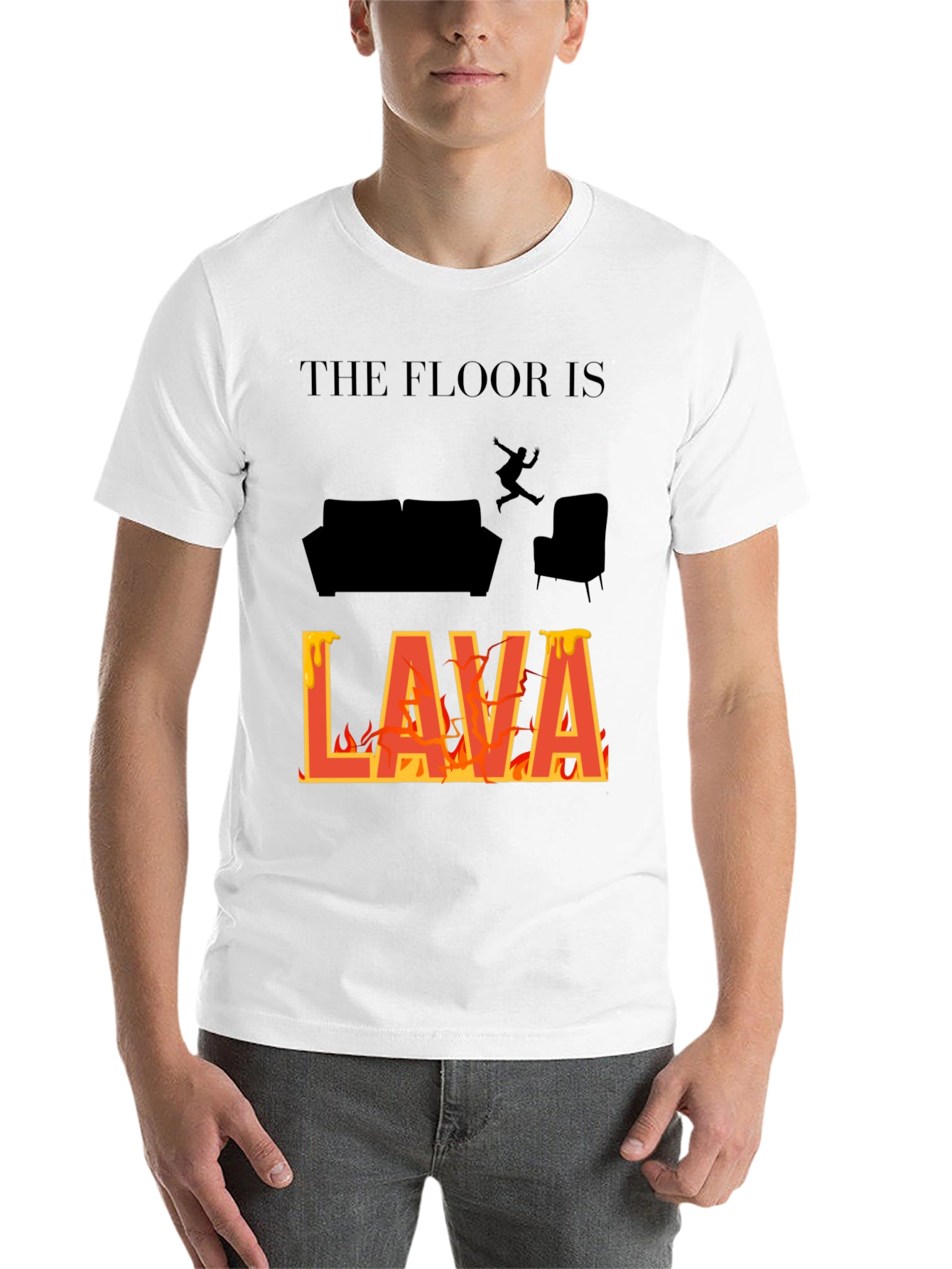 Black The Floor Is Lava T-Shirt Novelty Game Tee view 14