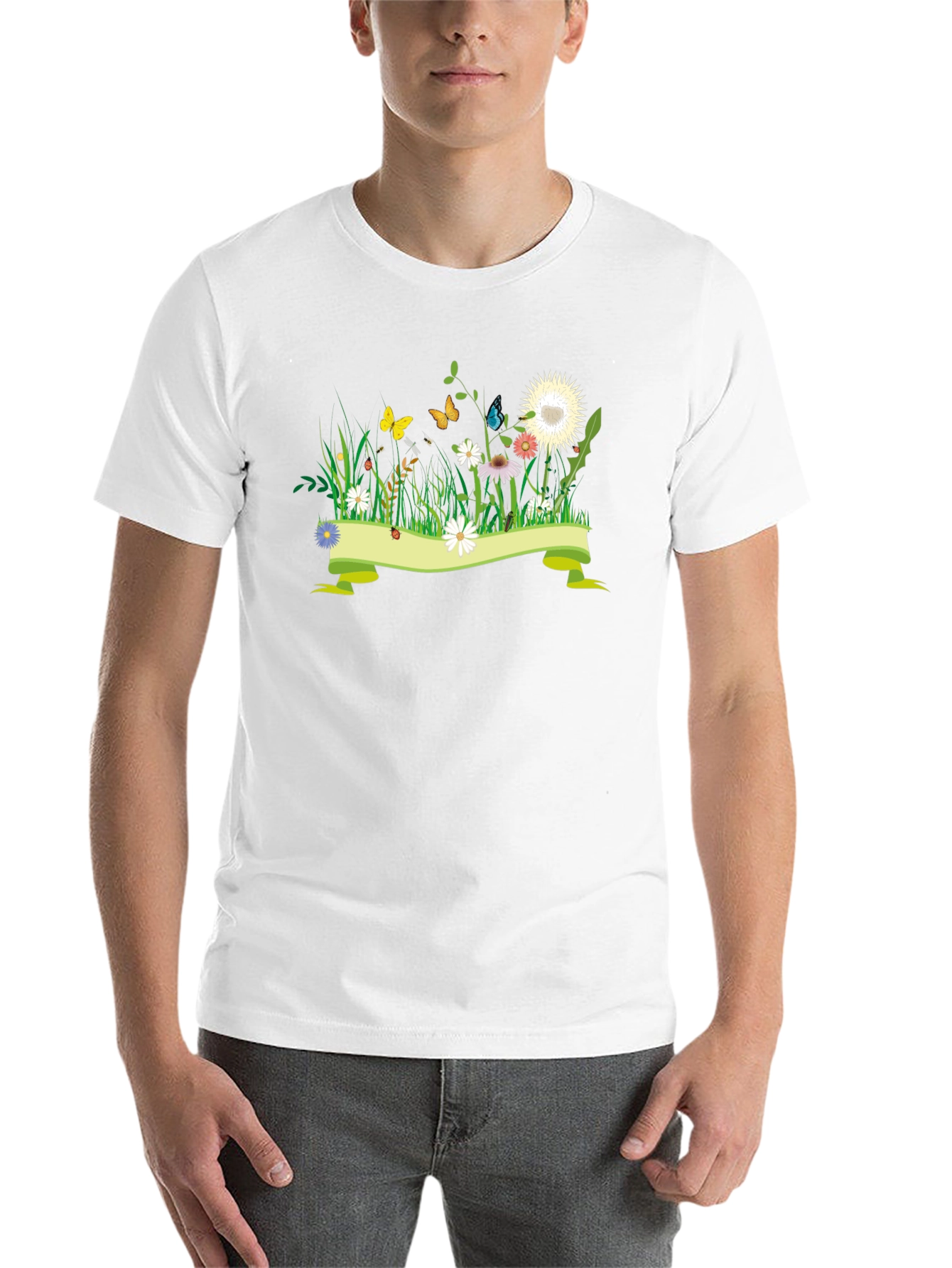 Black Nature Meadow Graphic Black Tee view 14