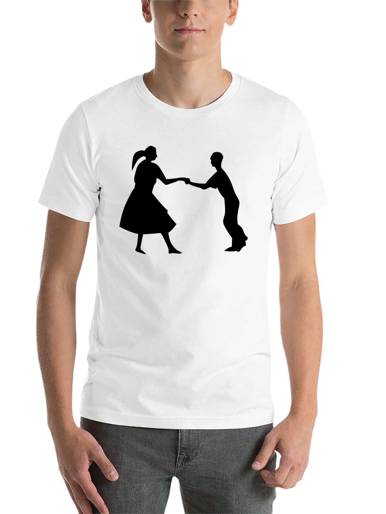 Black Swing Dance Silhouette Black T-Shirt view 14