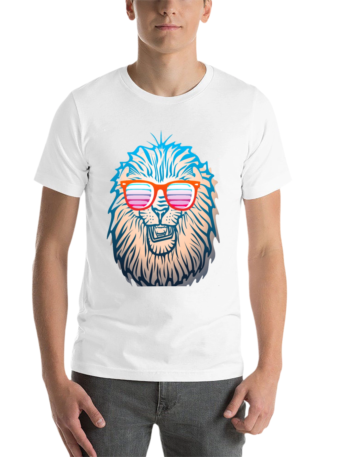 Black Cool Lion T-Shirt with Retro Sunglasses view 14