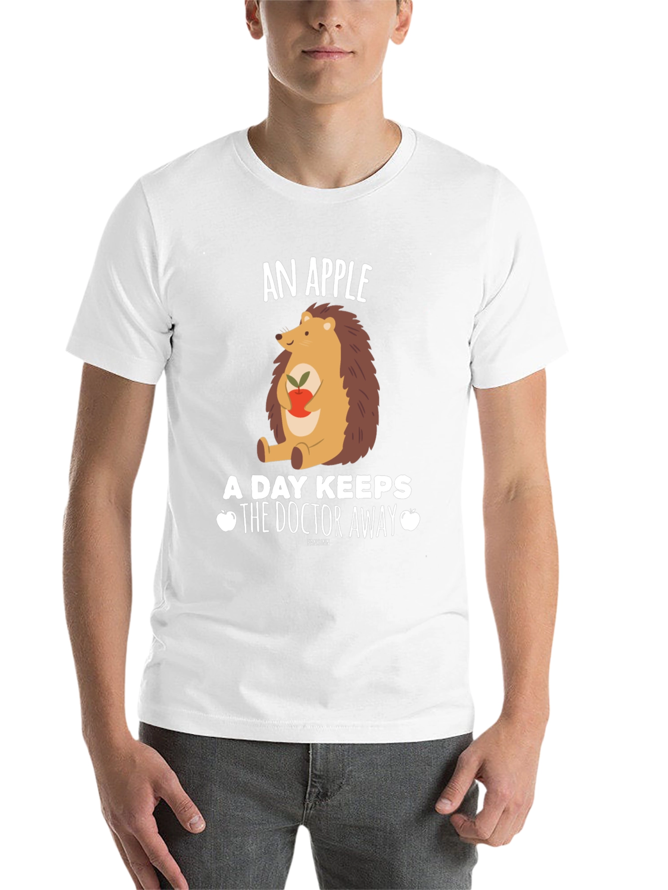 Black An Apple a Day Hedgehog T-Shirt view 14