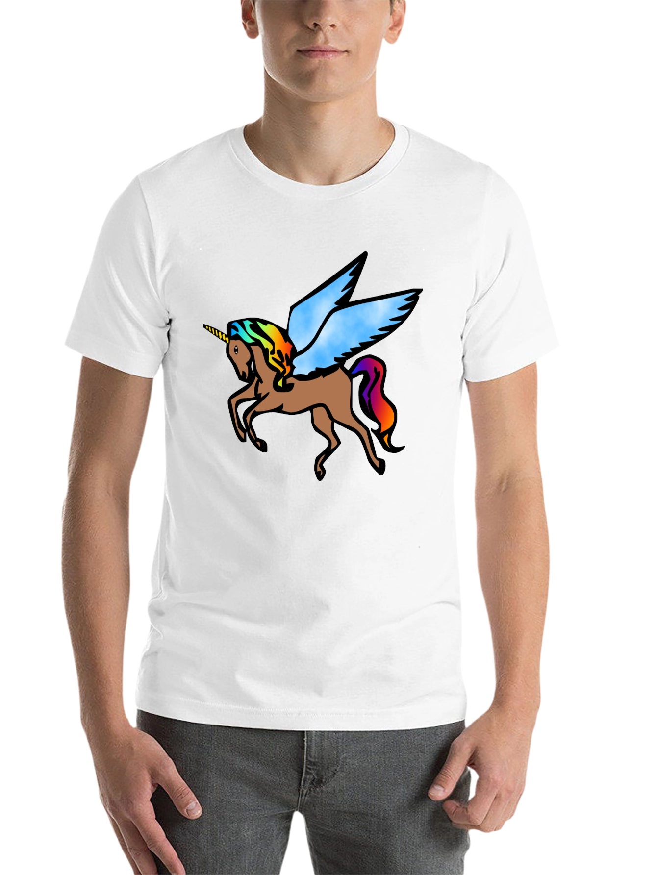 Black Unicorn Pegasus Graphic Tee - Black Cotton T-Shirt view 14