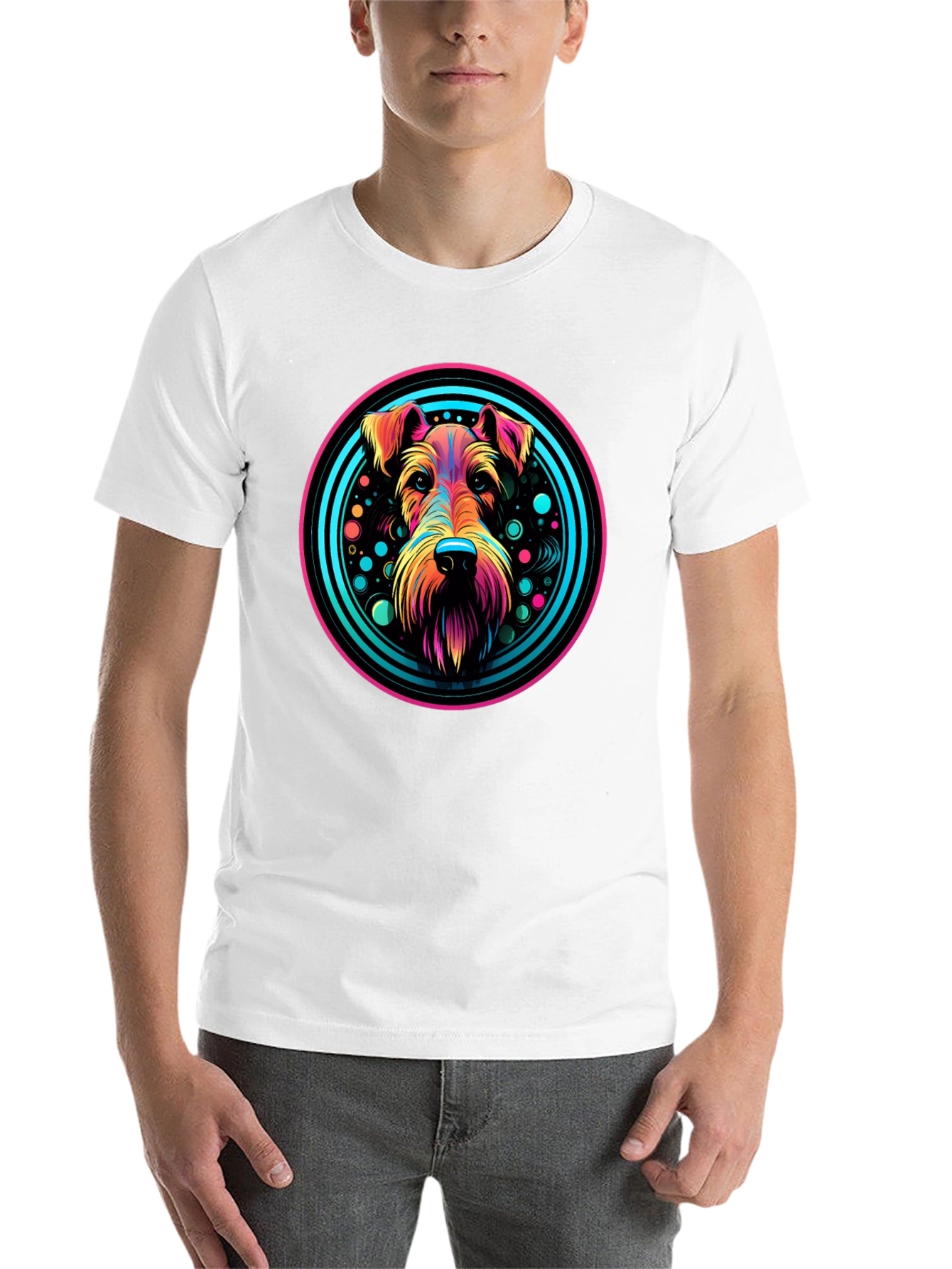 Black Vibrant Dog Graphic Tee - Colorful Pup Design view 14