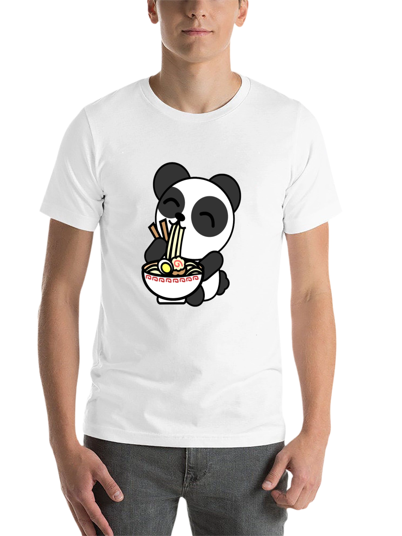 Cute Panda Ramen T-Shirt - Black - 14