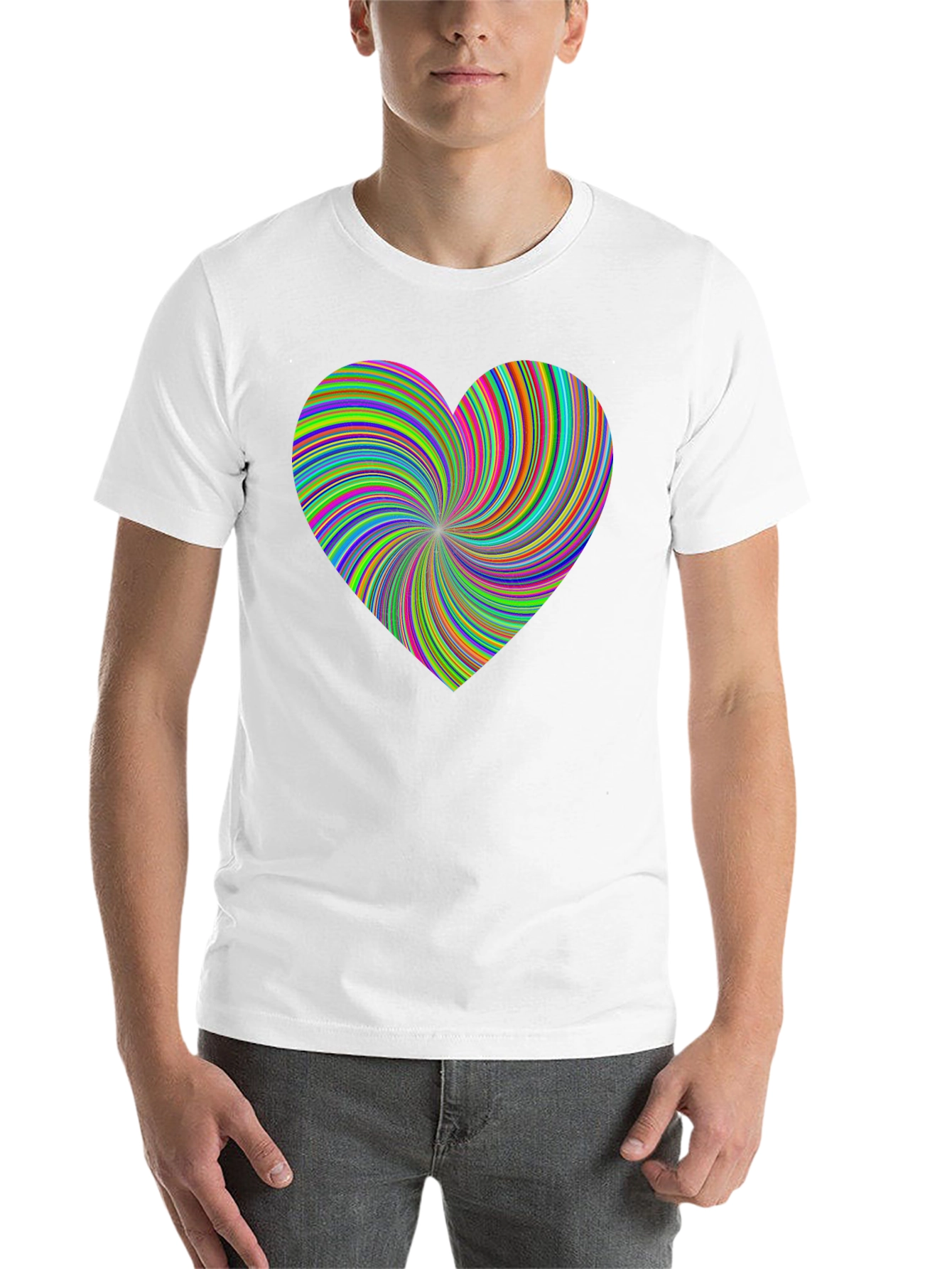 Black Vibrant Swirl Heart Black T-Shirt - Modern Artistic Tee view 14