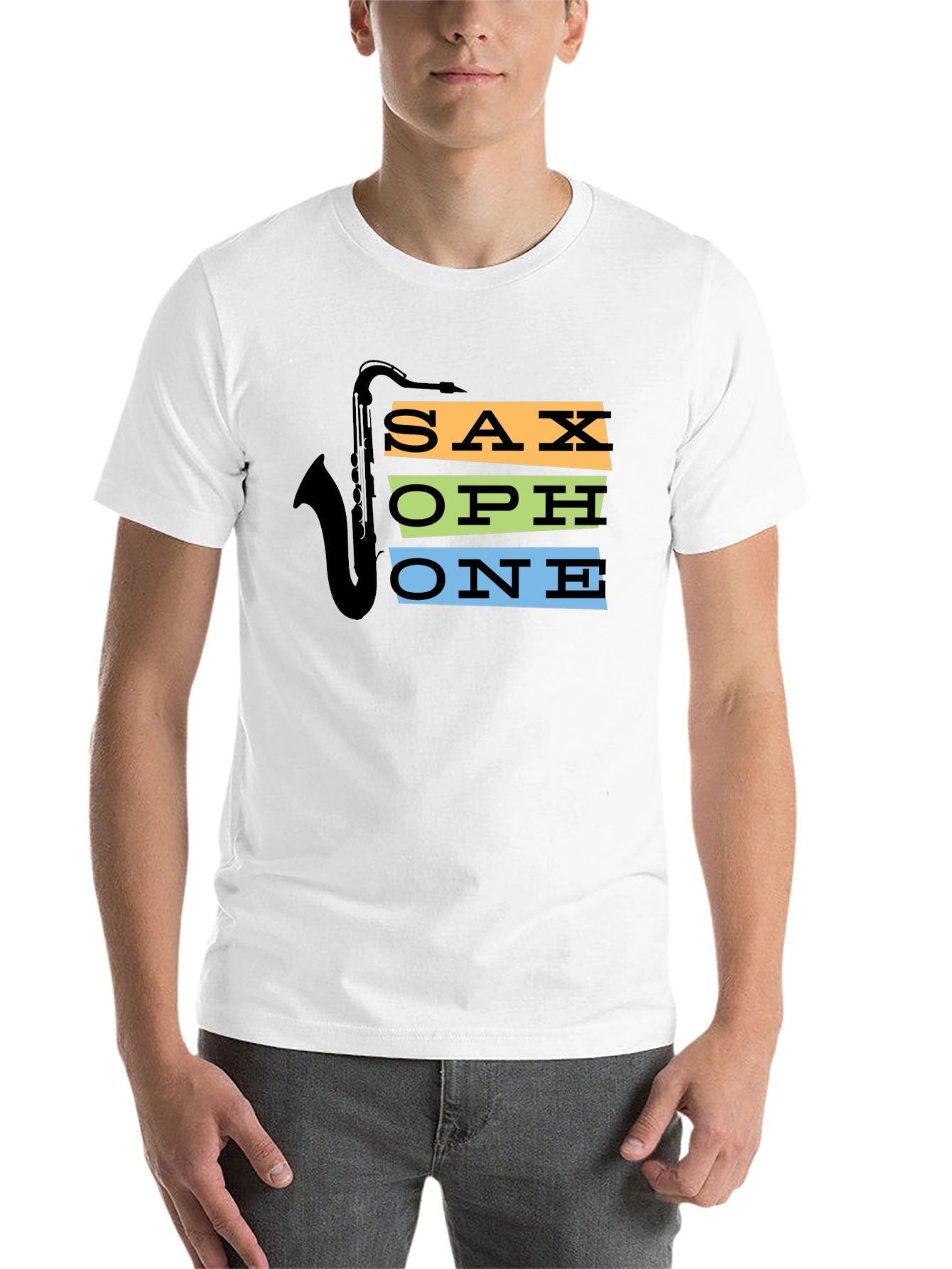 Black Saxophone Graphic Tee - Cool Music Lover Shirt view 14