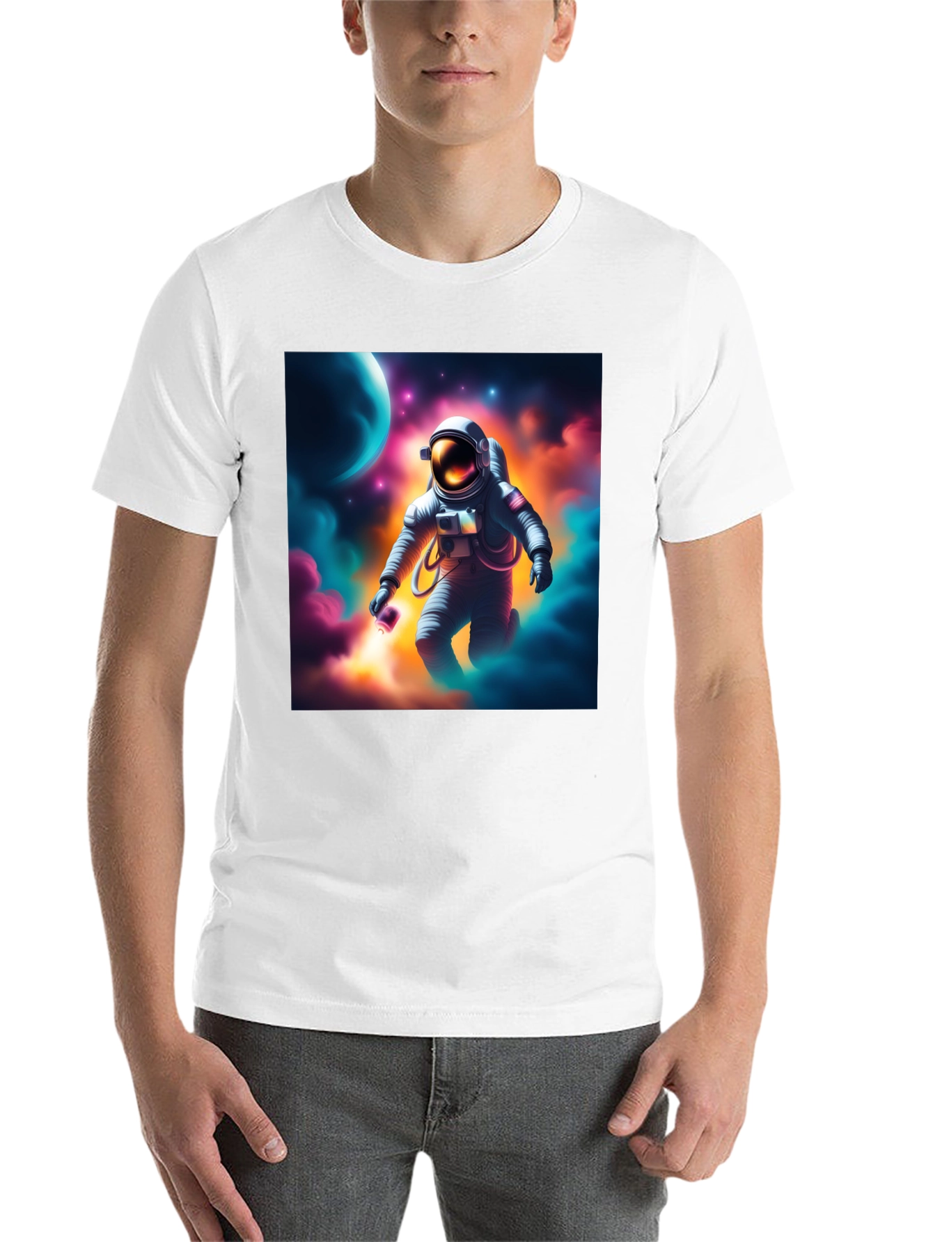 Black Astronaut in Space Graphic T-Shirt view 14