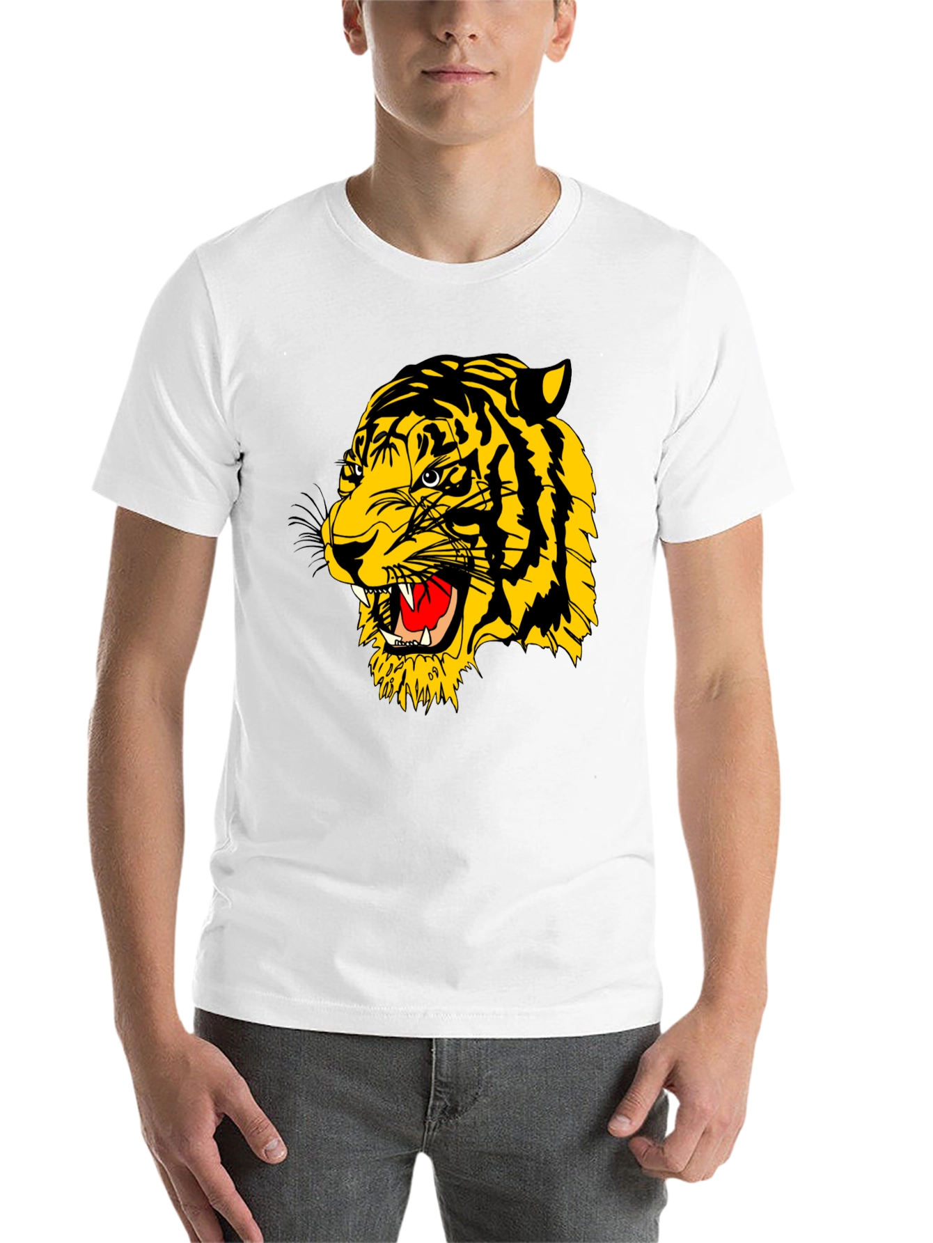 Black Roaring Tiger Graphic Black T-Shirt view 14
