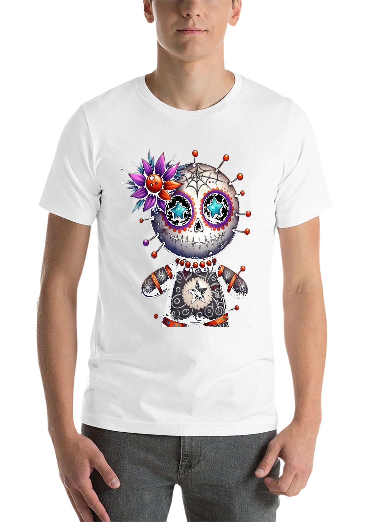 Black Sugar Skull Voodoo Doll T-Shirt view 14