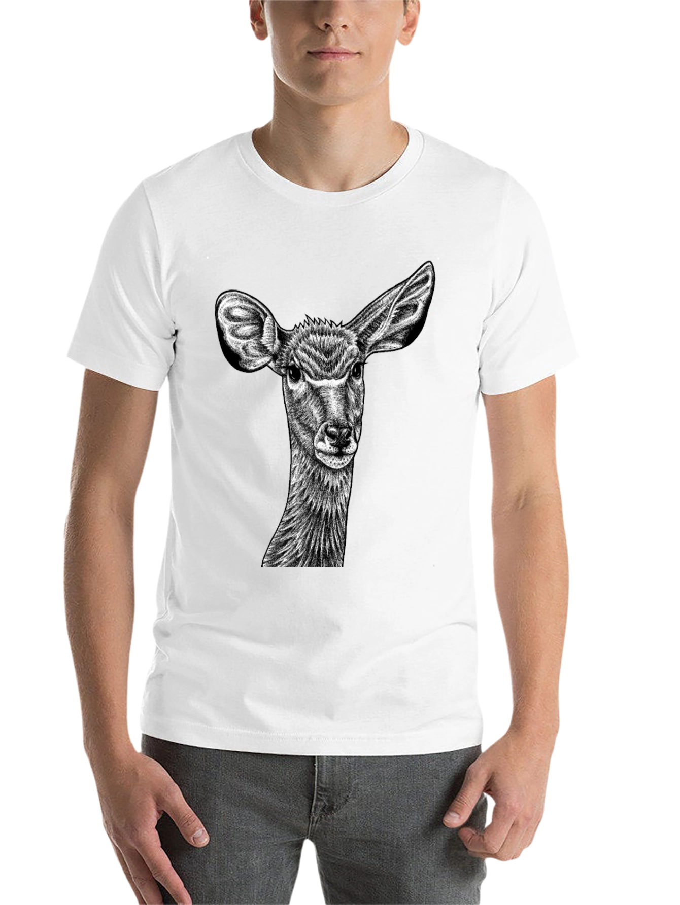 Black Deer Graphic Tee - Unique Animal Print Shirt view 14