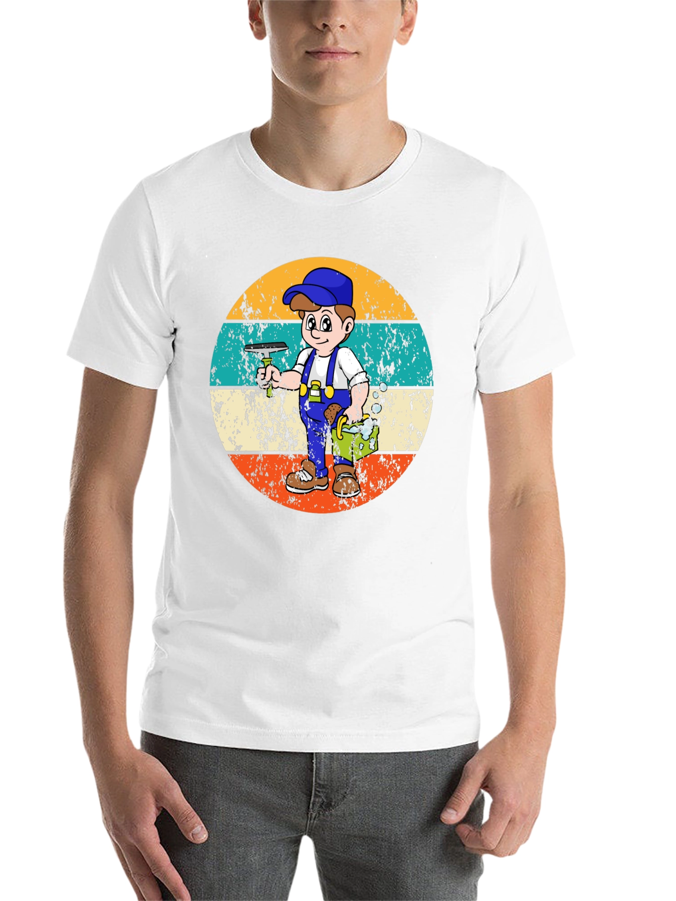 Black Window Washer Retro T-Shirt view 14