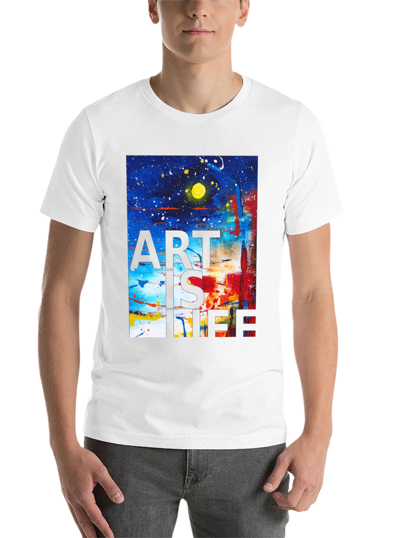 Black Abstract Art is Life Graphic Tee view 14