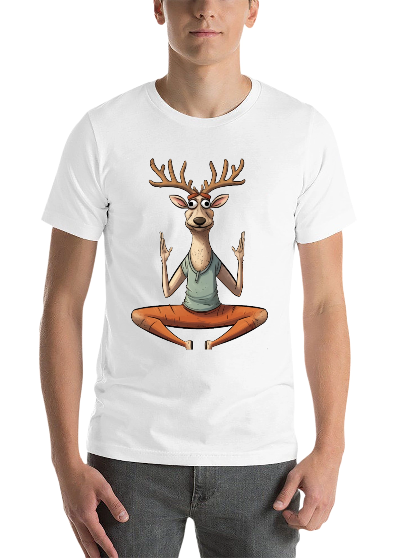 Black Yoga Deer Graphic T-Shirt view 14