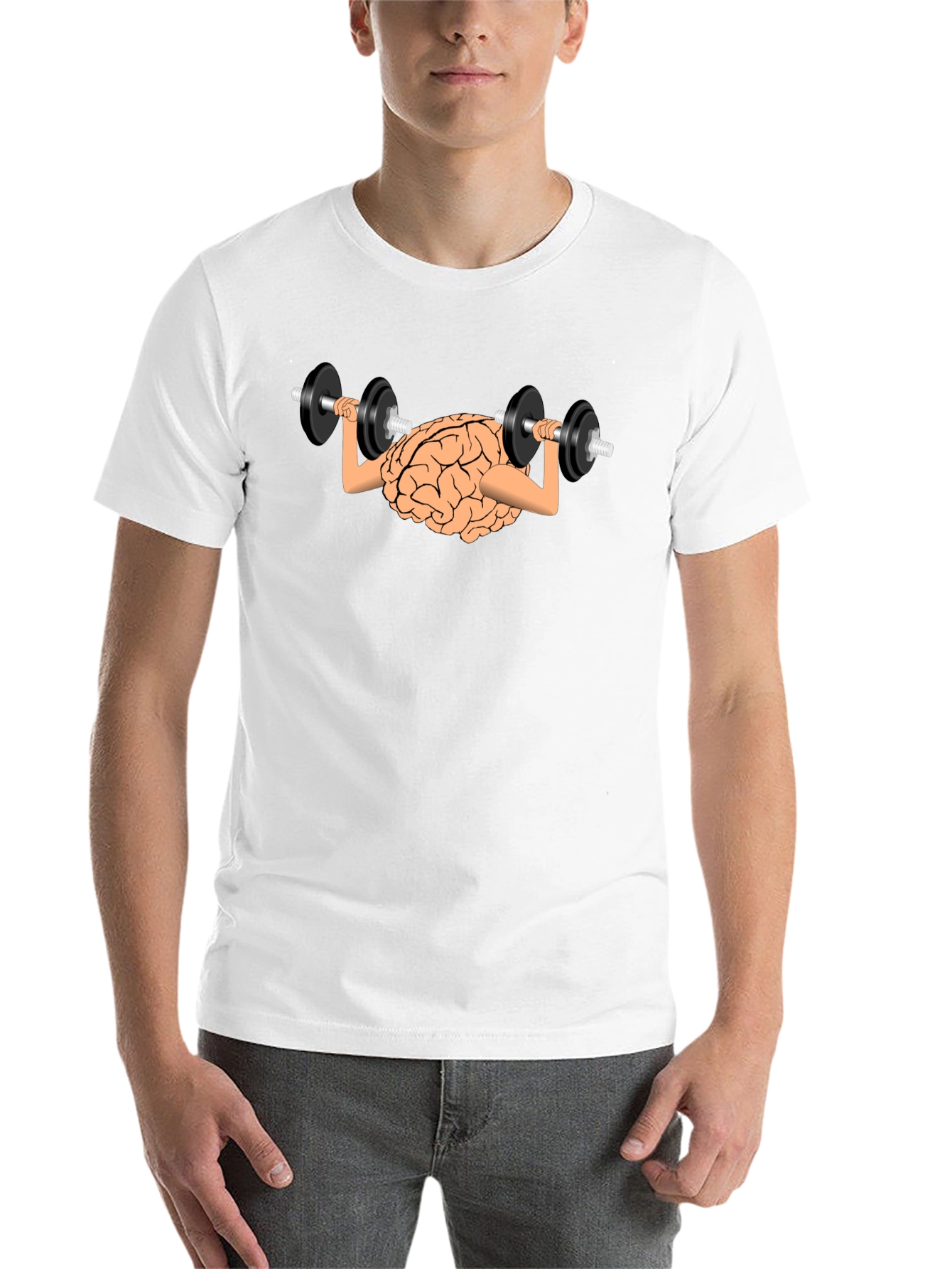 Black Brain Lifting Dumbbells Black T-Shirt view 14