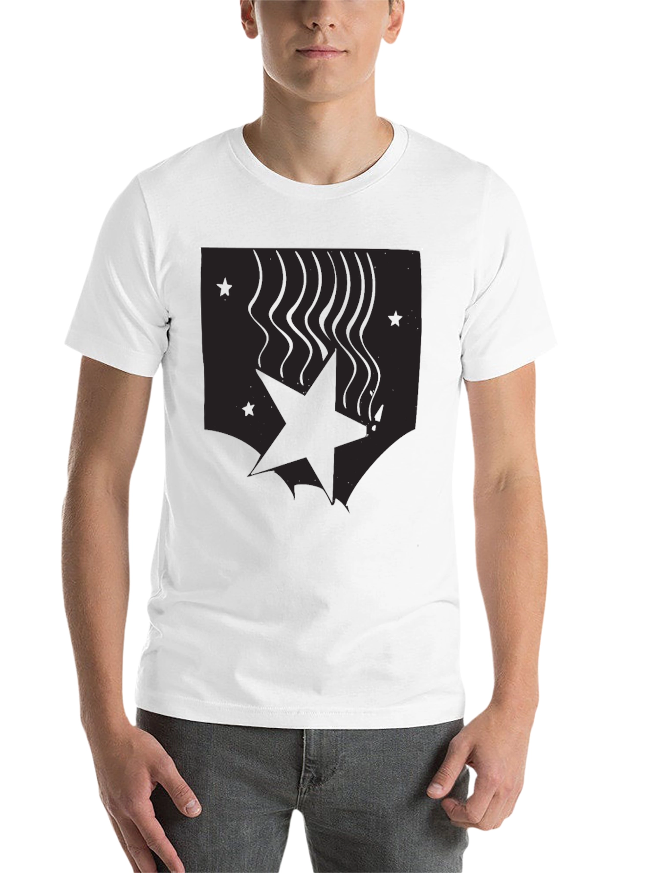Black Men's Black Graphic Tee - Star Design view 14