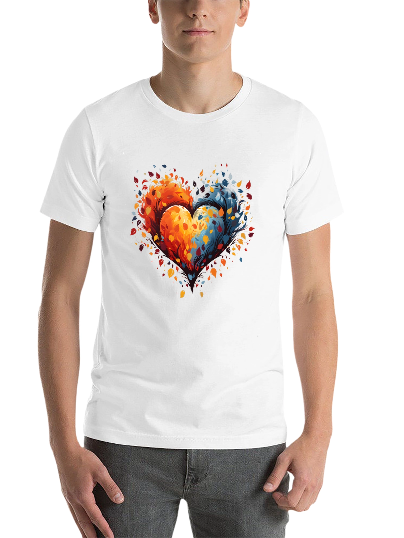 Black Nature Heart Graphic Tee - Trendy Unisex T-Shirt view 14