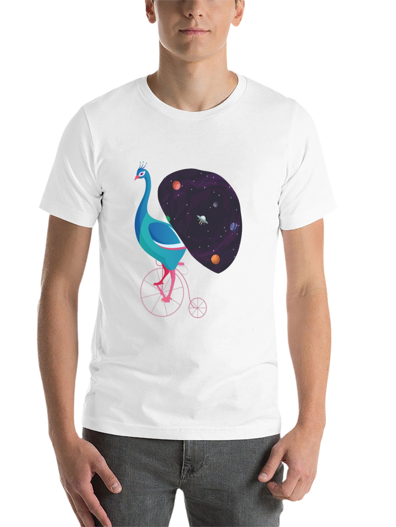Black Cosmic Peacock Bike Graphic Tee view 14
