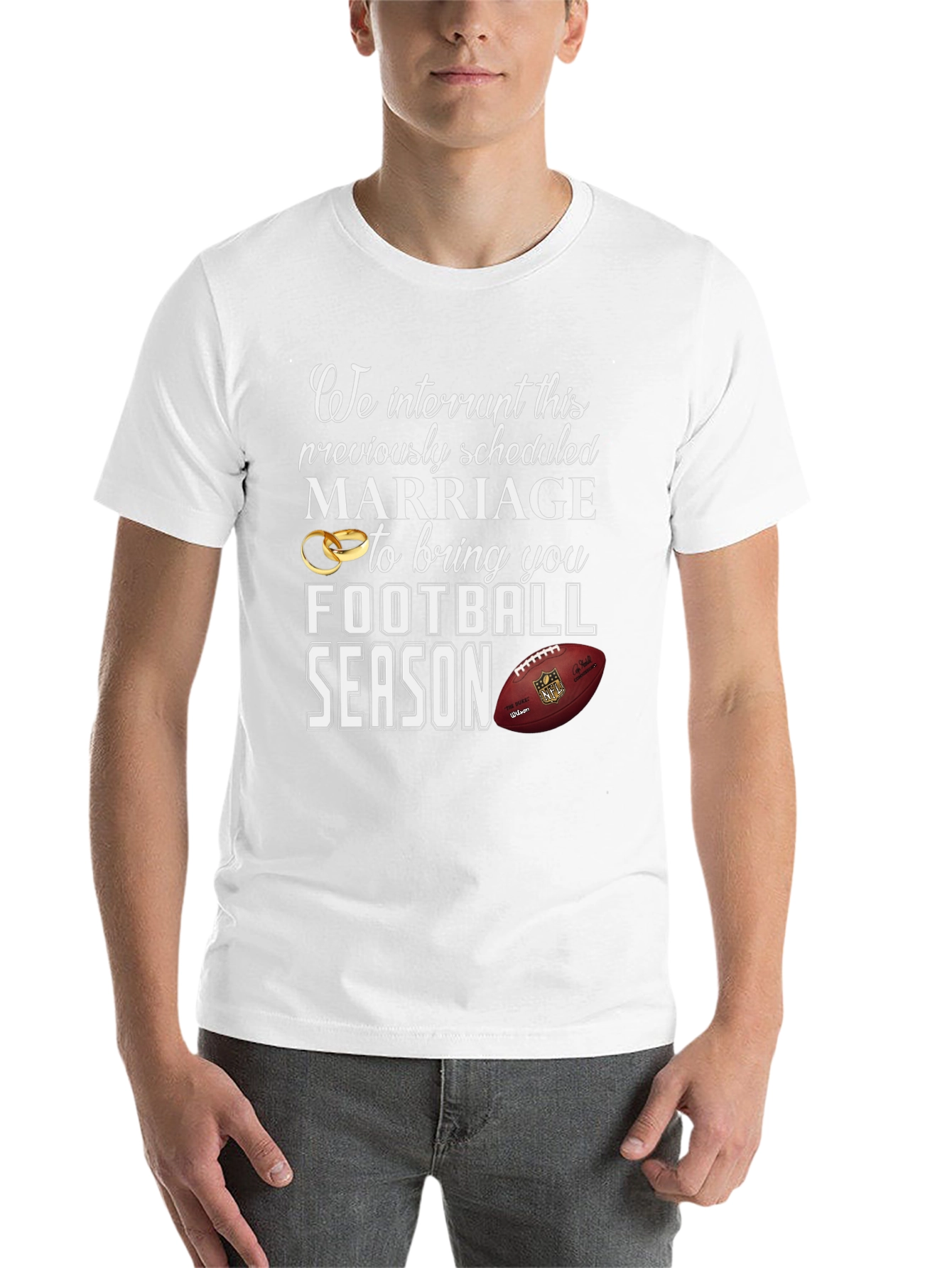 Black Funny Football Season Marriage T-Shirt view 14