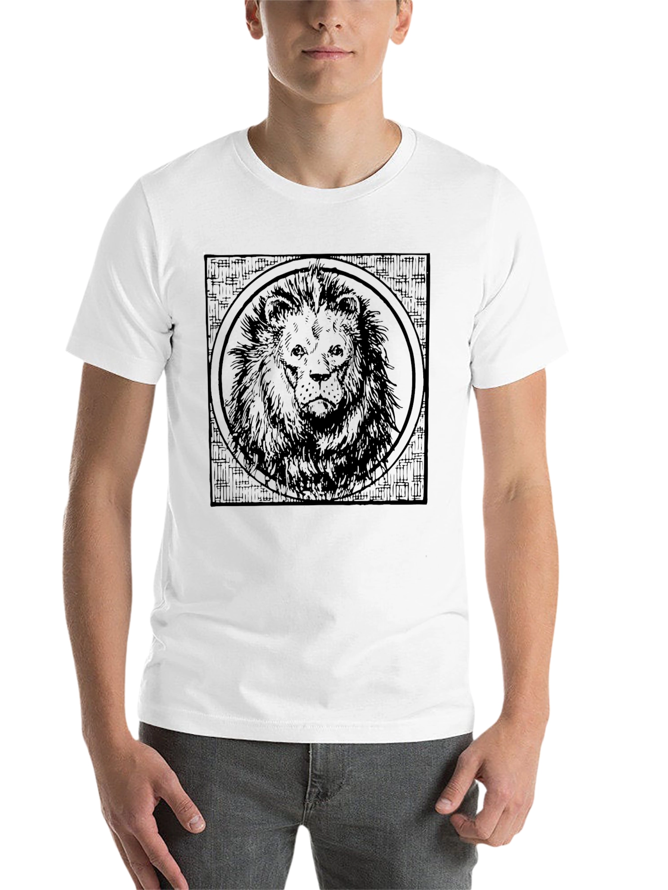 Black Lion Graphic Print Men's Black T-Shirt view 14