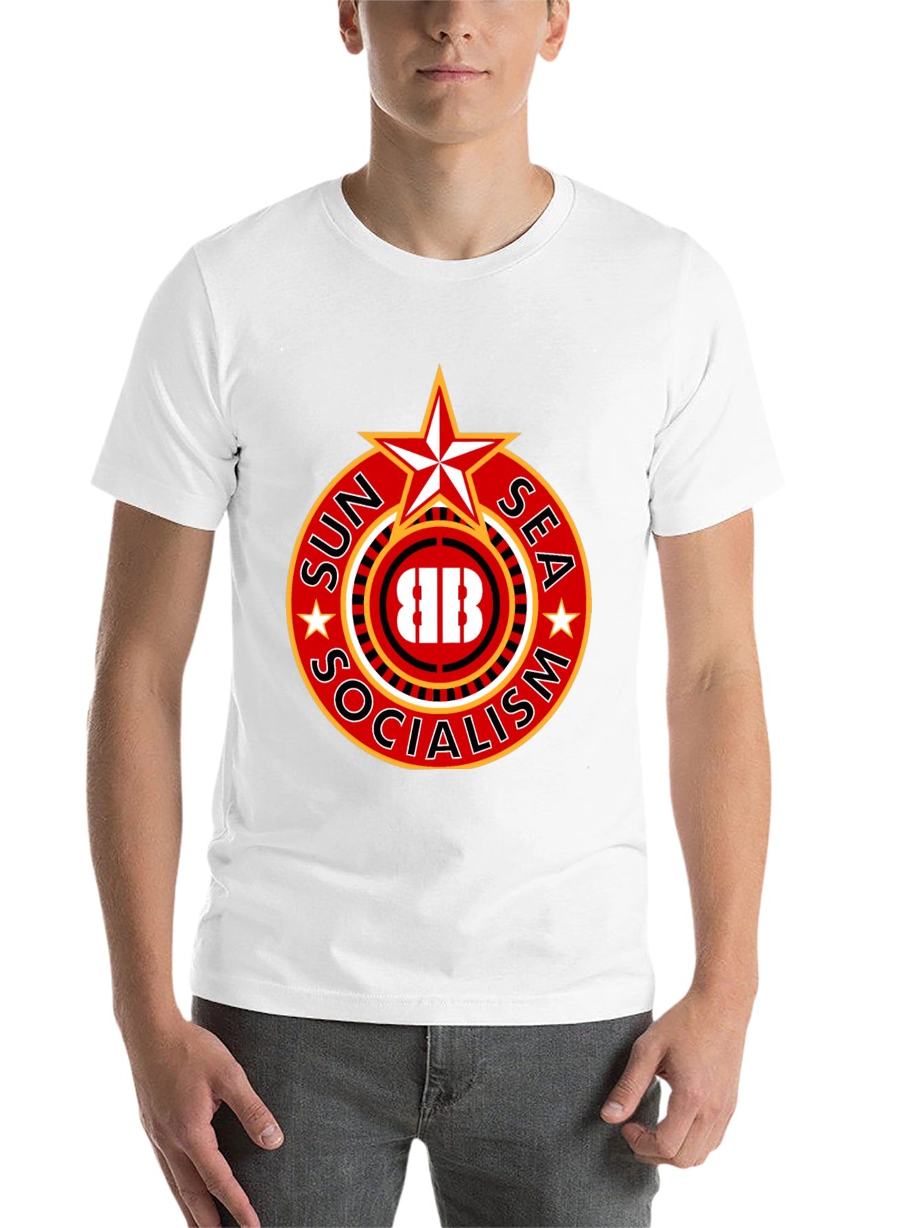 Black Sun Sea Socialism T-Shirt - Bold Graphic Tee view 14