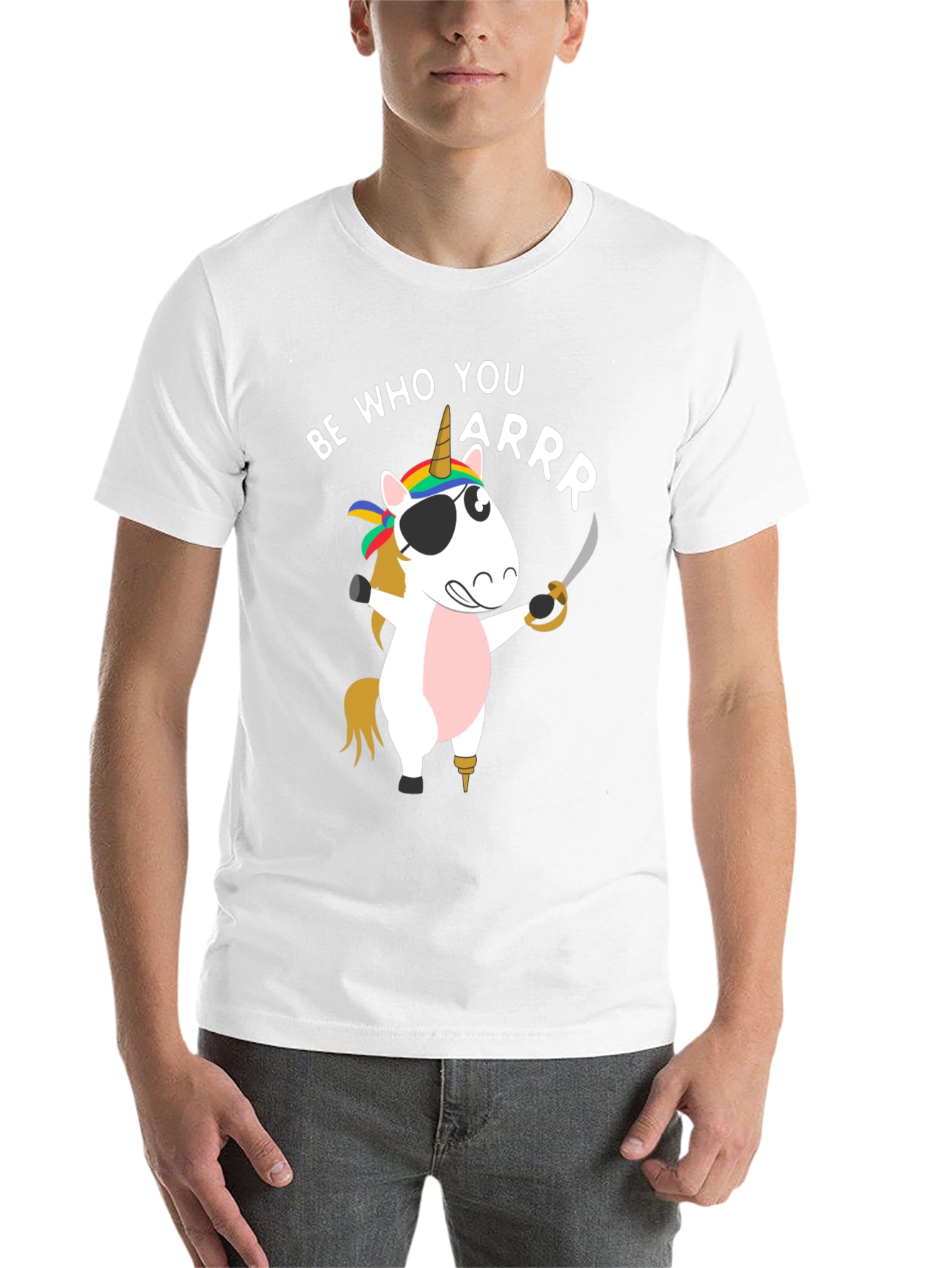 Black Be Who You Arrr Unicorn Pirate Men's T-Shirt view 14