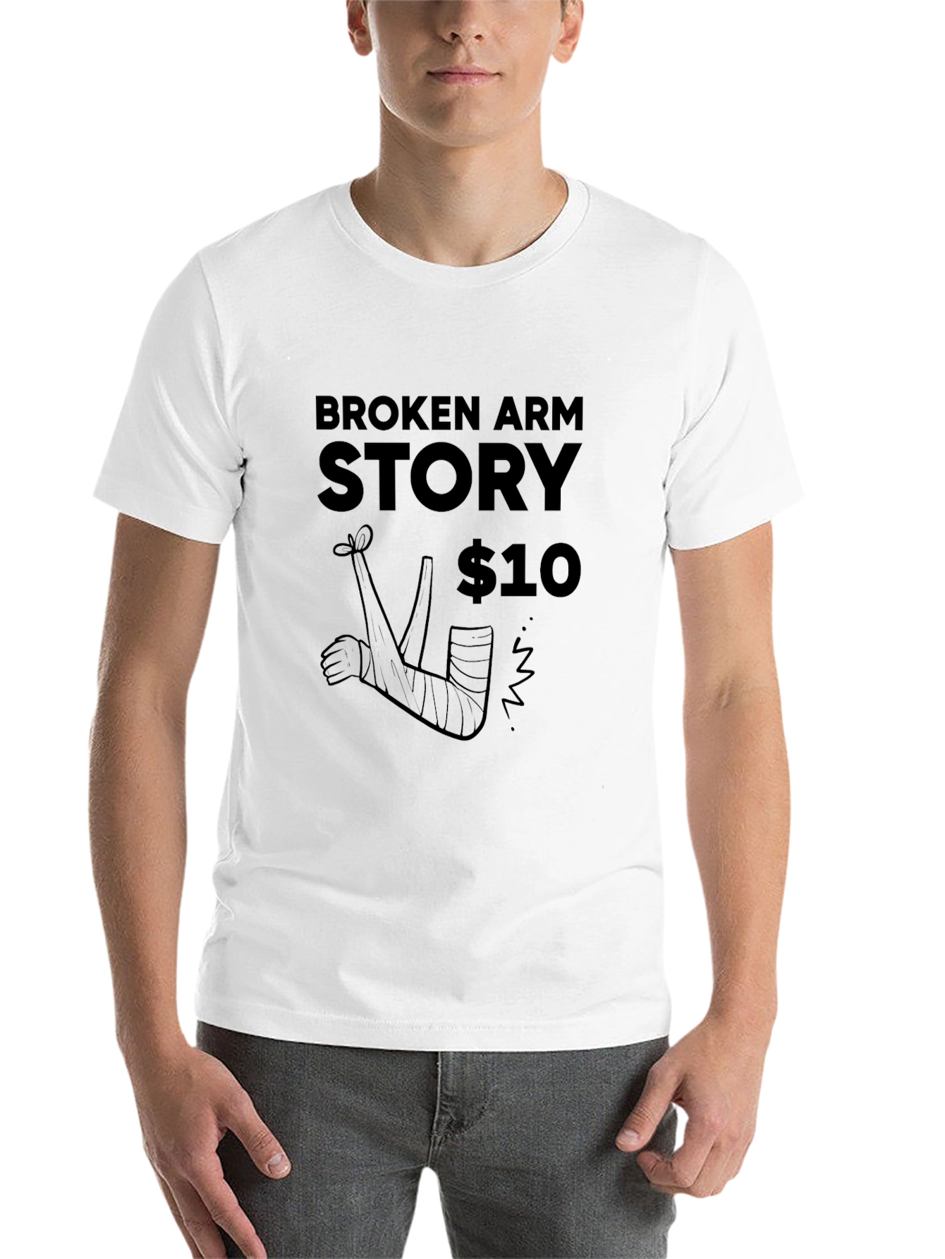 Black Broken Arm Story Graphic Novelty T-Shirt view 14