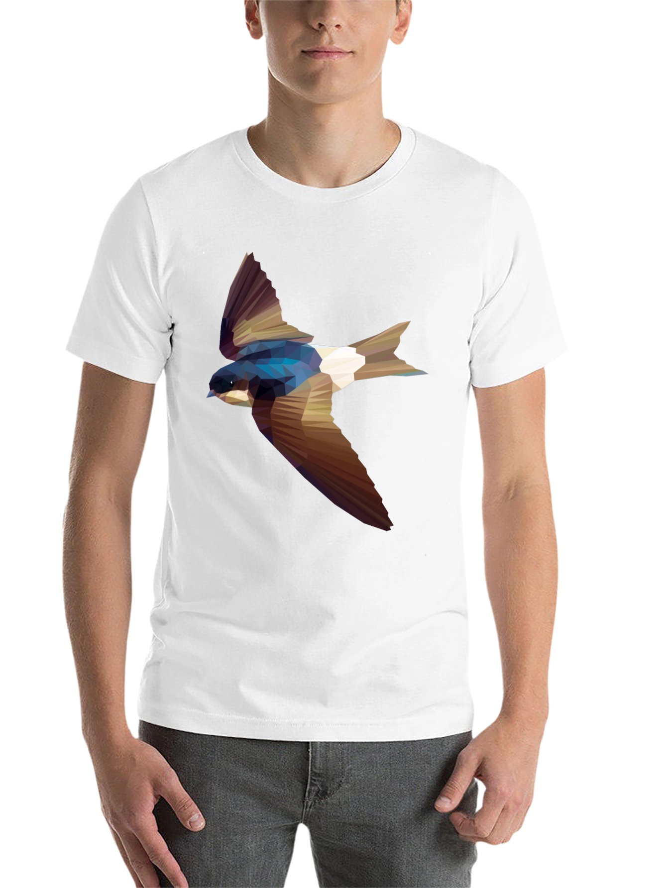 Black Geometric Swallow Print Black T-Shirt view 14