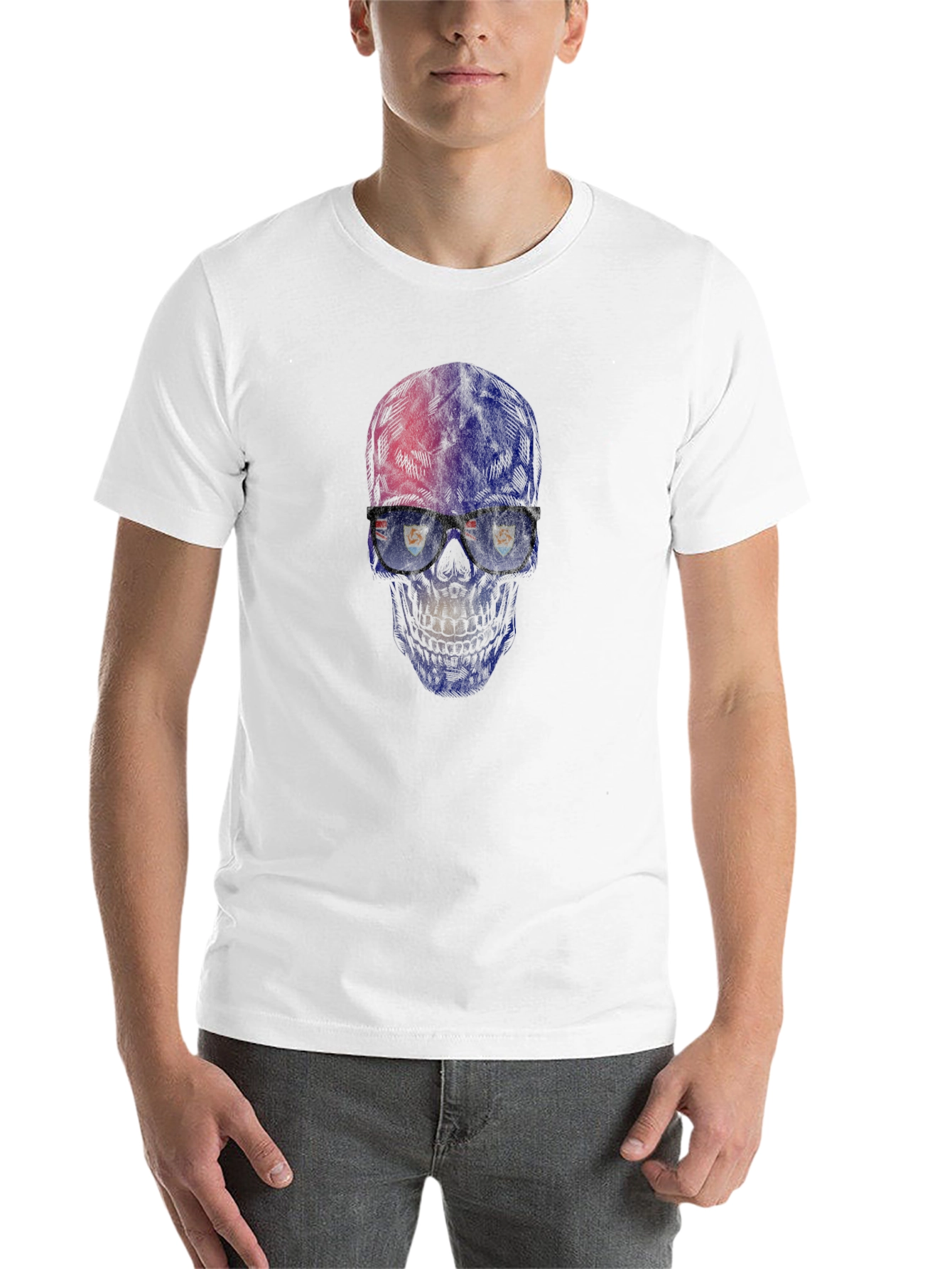 Black Skull with Glasses Graphic T-Shirt view 14