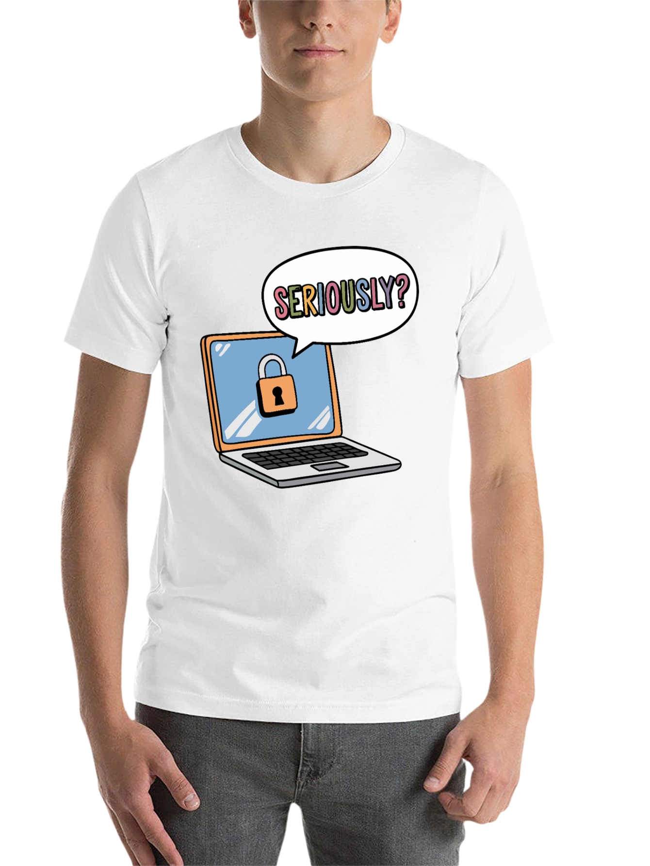 Black Funny Security Laptop T-Shirt view 14