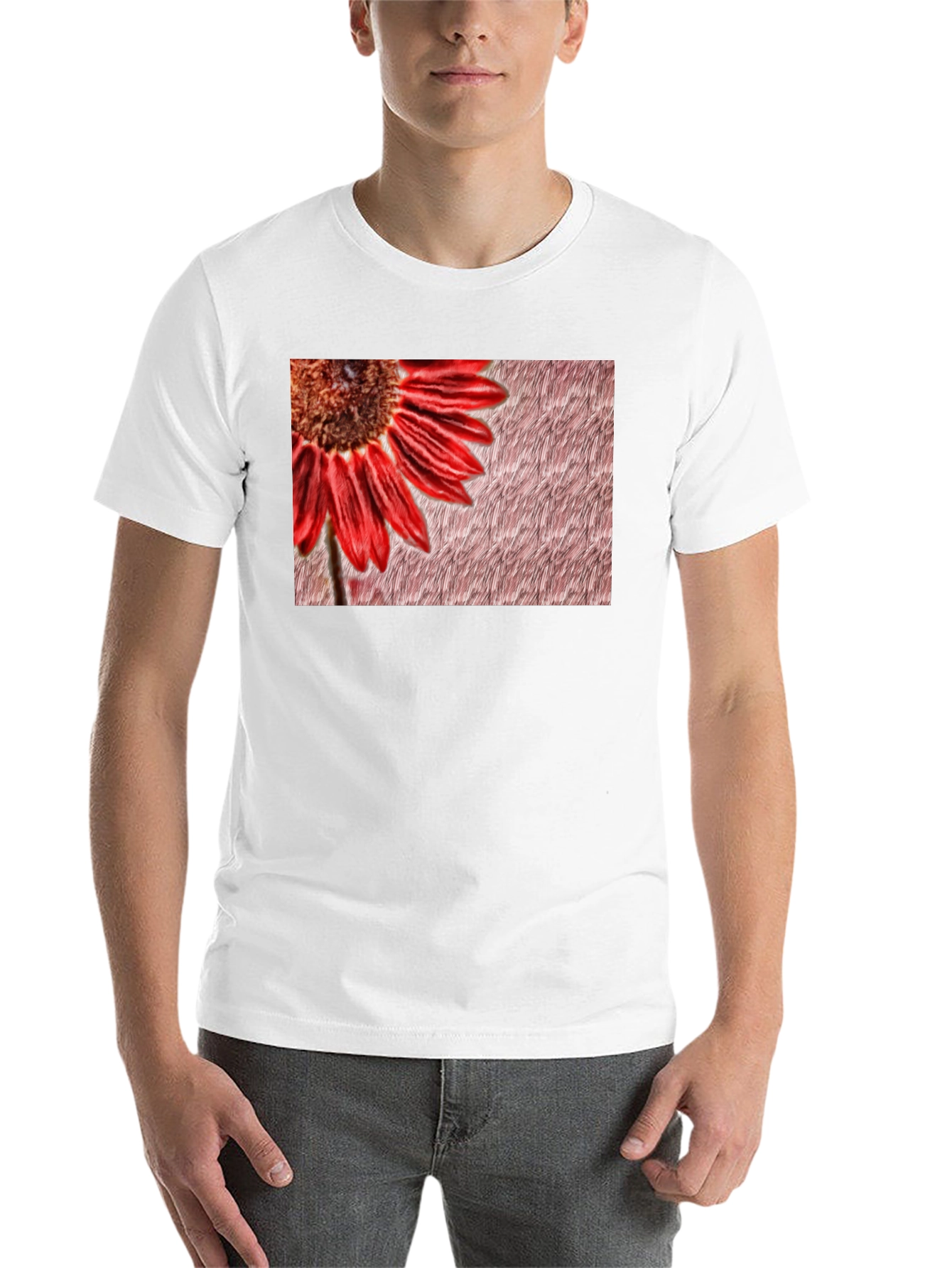 Black Red Flower Graphic Print Black Tee view 14