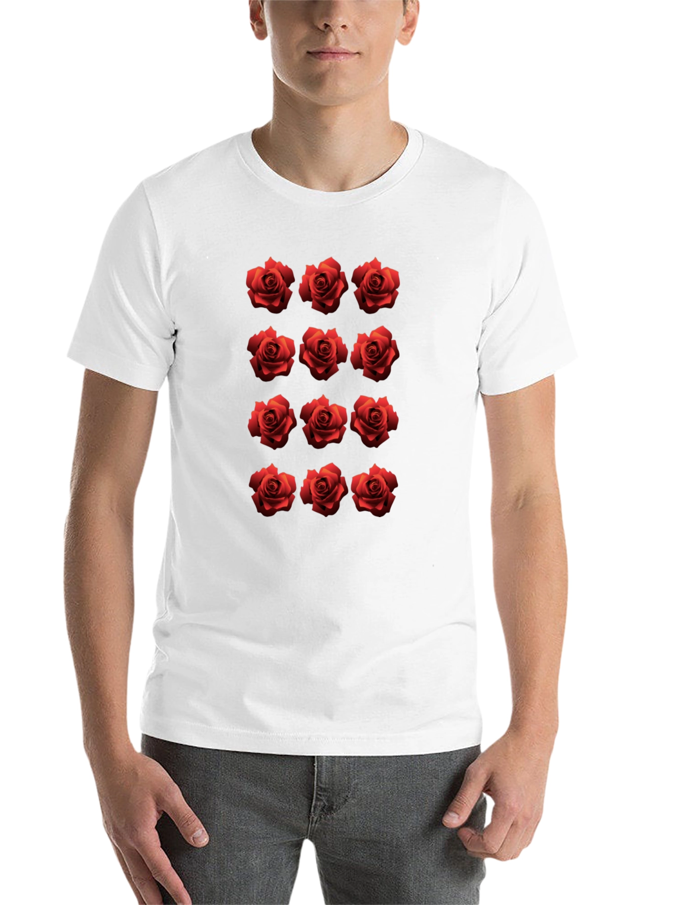 Black Rose Pattern Black T-Shirt view 14