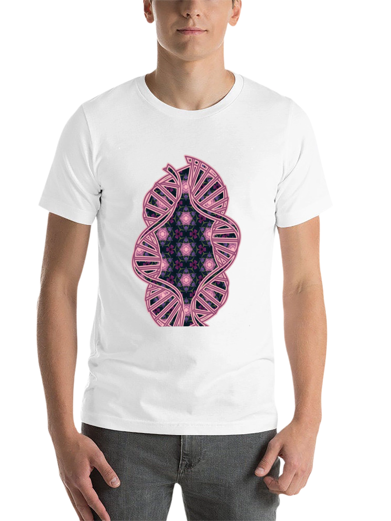Black DNA Floral Graphic Tee - Stylish Science Shirt view 14