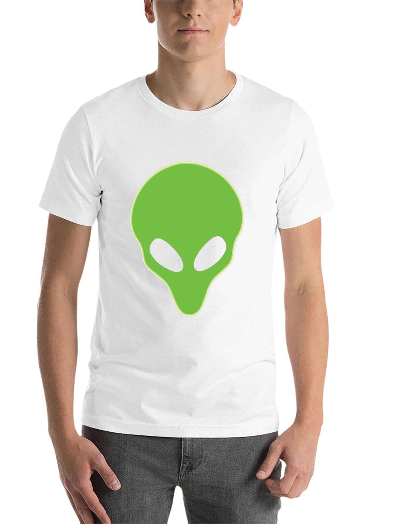 Alien Head Graphic Tee - Black Cotton T-Shirt - 14