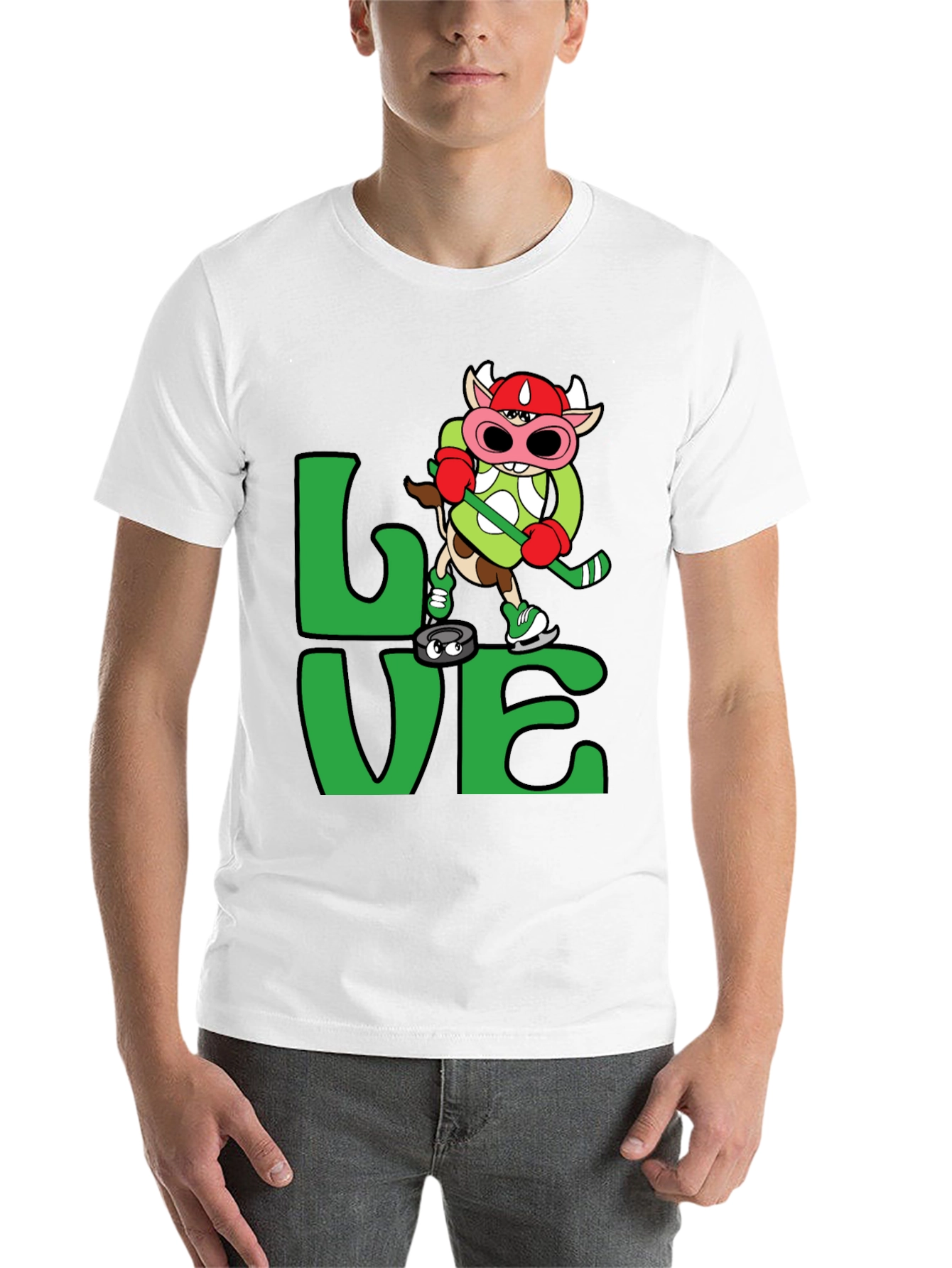 Black Love Hockey Cow T-Shirt Black view 14