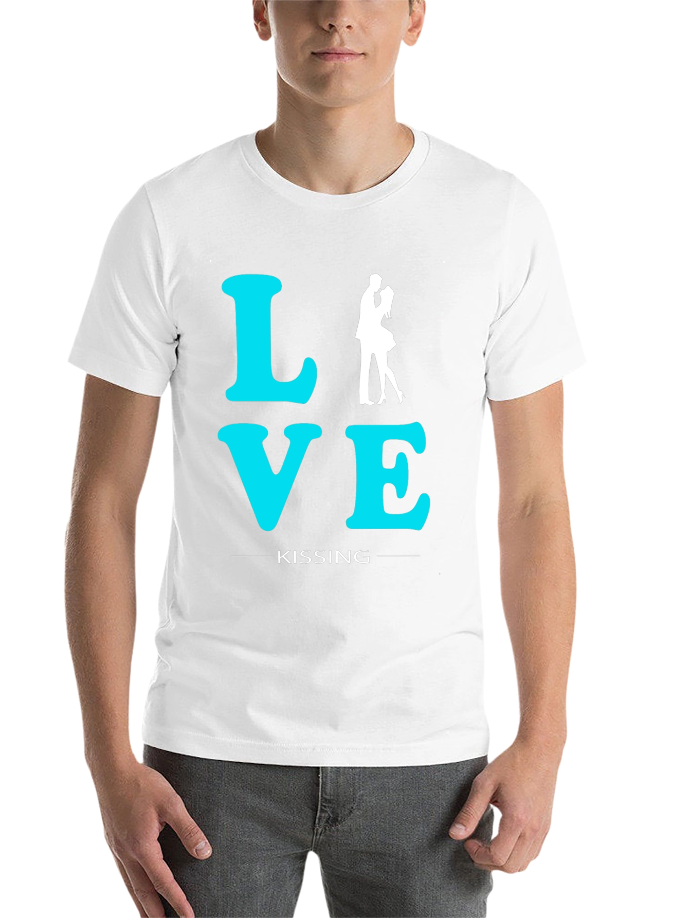 Black Love Kissing Graphic Tee - Black Cotton T-Shirt view 14