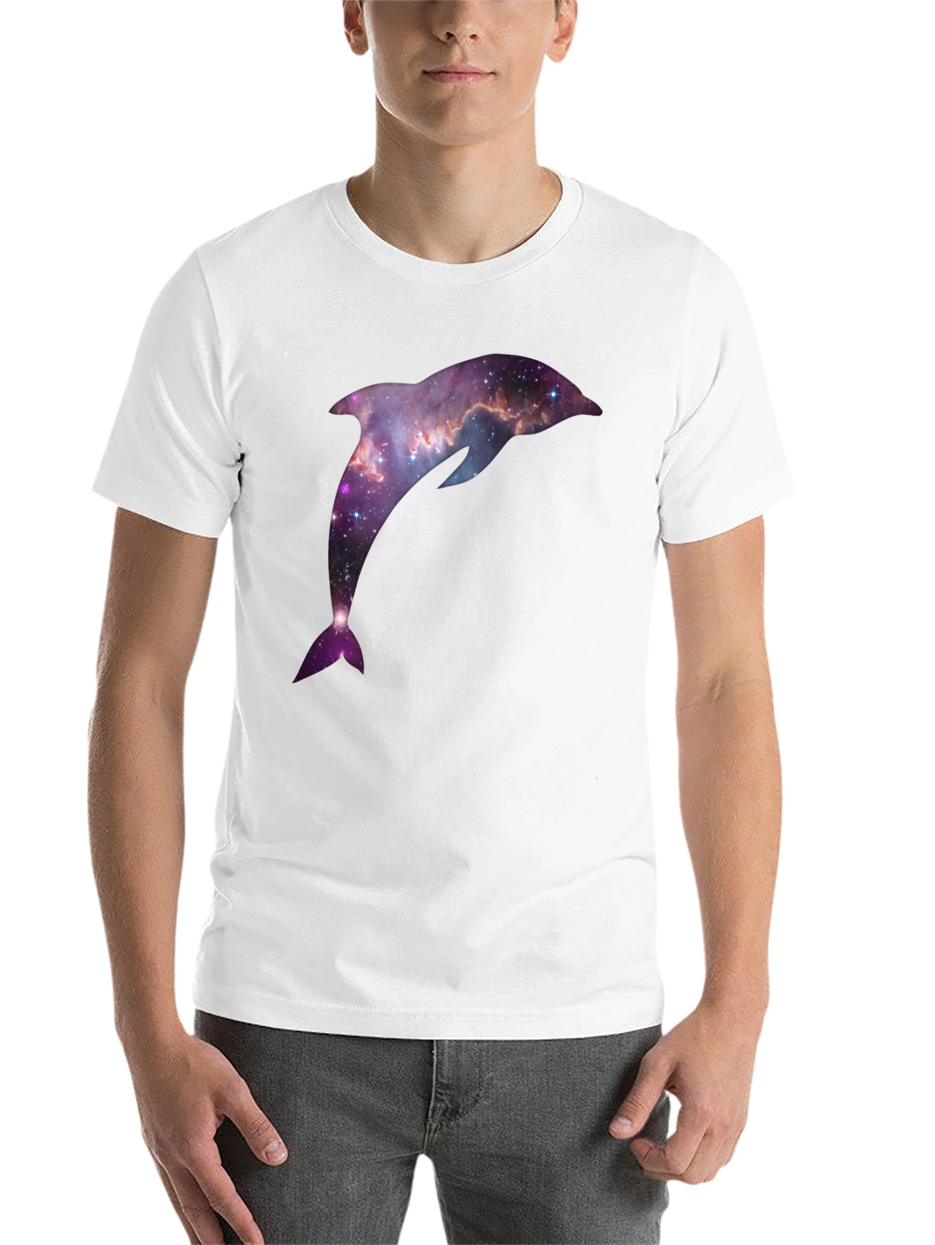Black Galaxy Dolphin Graphic Tee - Black Short Sleeve T-Shirt view 14