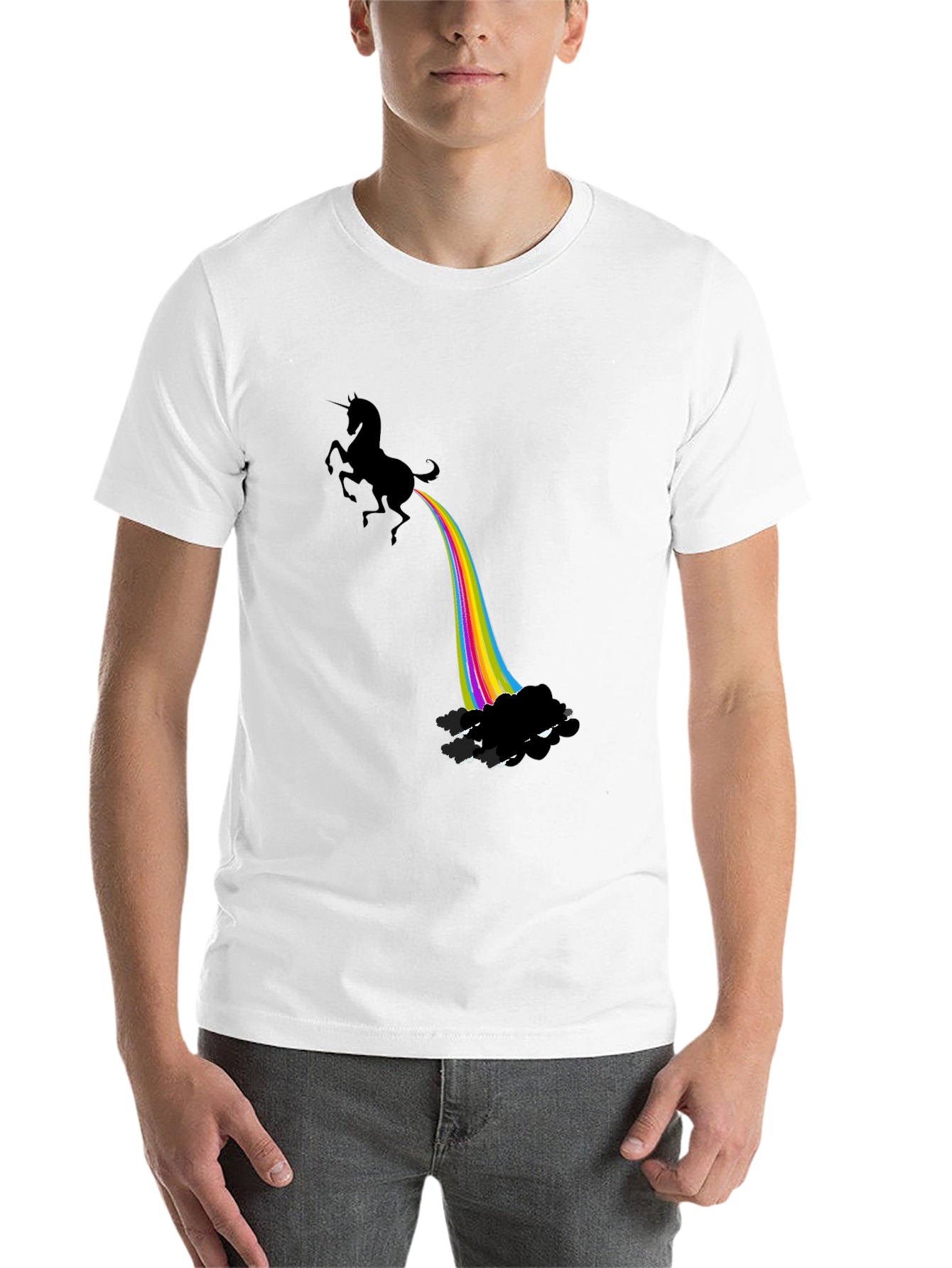 Black Unicorn Rainbow Funny Graphic T-Shirt view 14