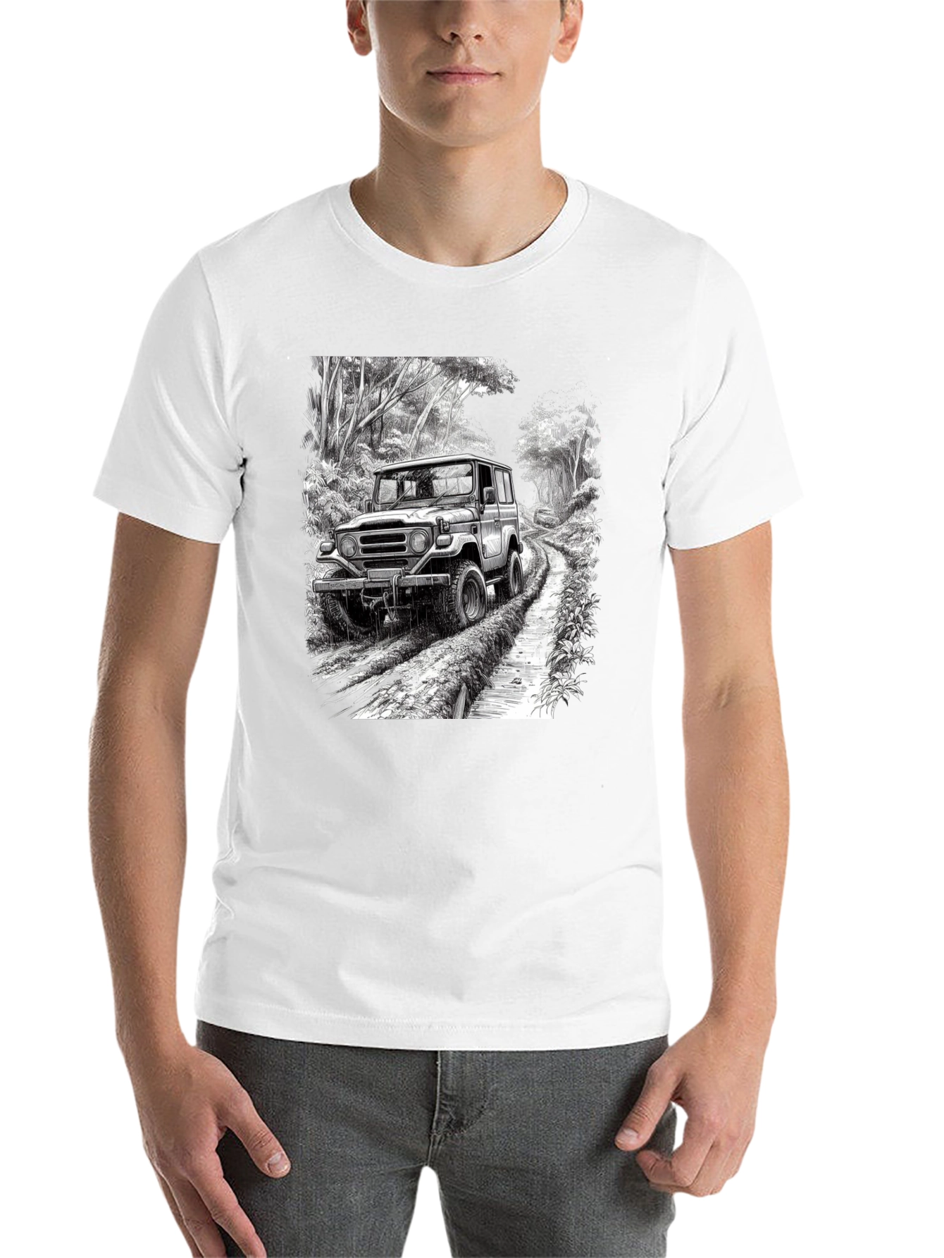 Black Off-Road Vehicle Graphic Tee - Black Cotton Blend view 14