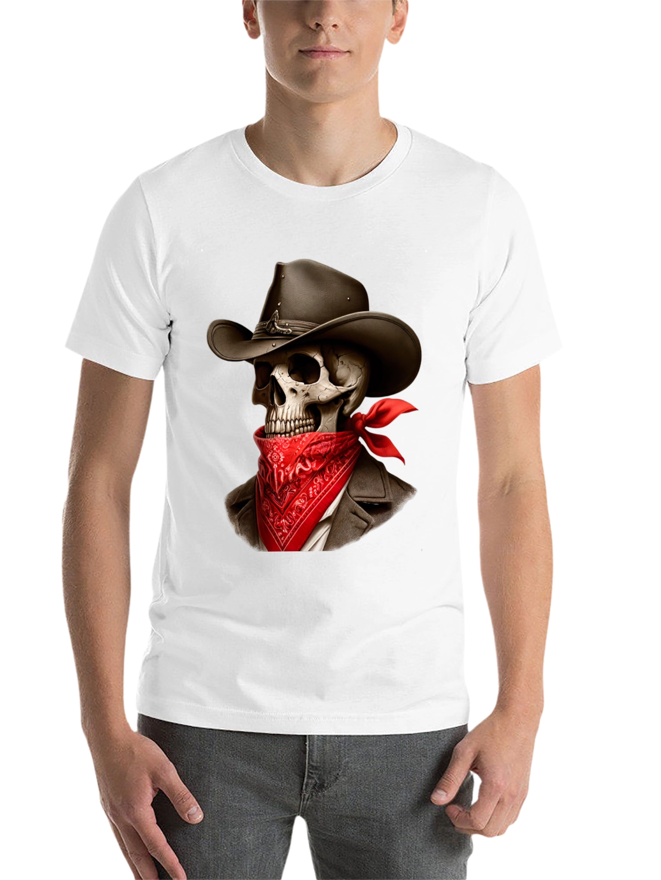 Black Cowboy Skeleton Graphic Tee - Western Style Shirt view 14