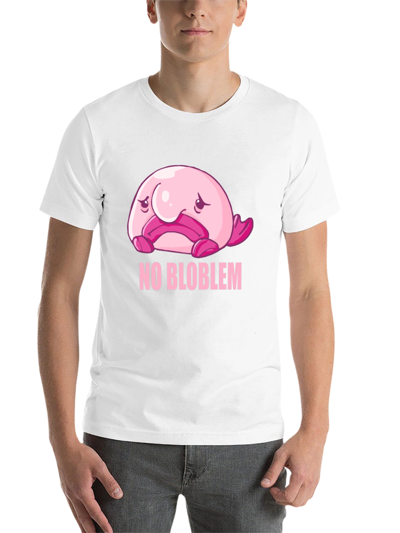 Black No Blob-lem T-Shirt - Funny Blobfish Graphic Tee view 14