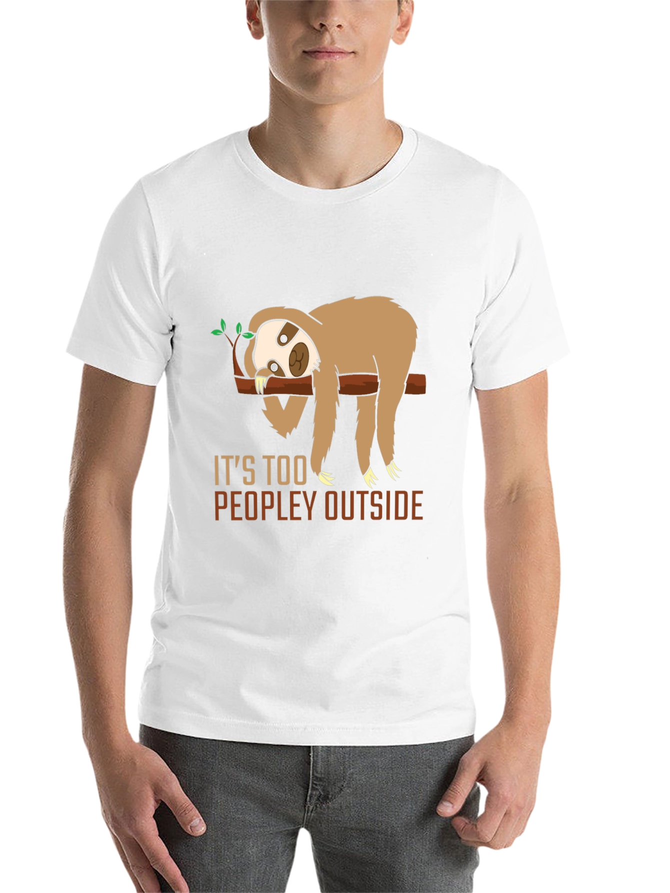 Black Funny Sloth "Too Peopley" Graphic T-Shirt view 14