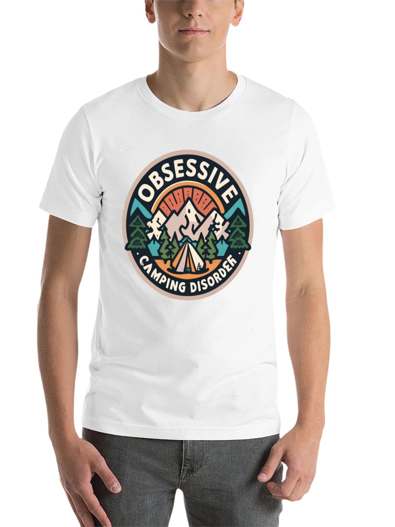 Black Obsessive Camping Disorder Black T-Shirt view 14