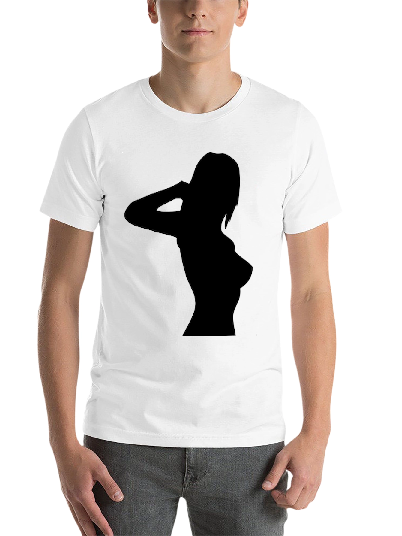 Black Sleek Black T-Shirt with Silhouette Design view 14
