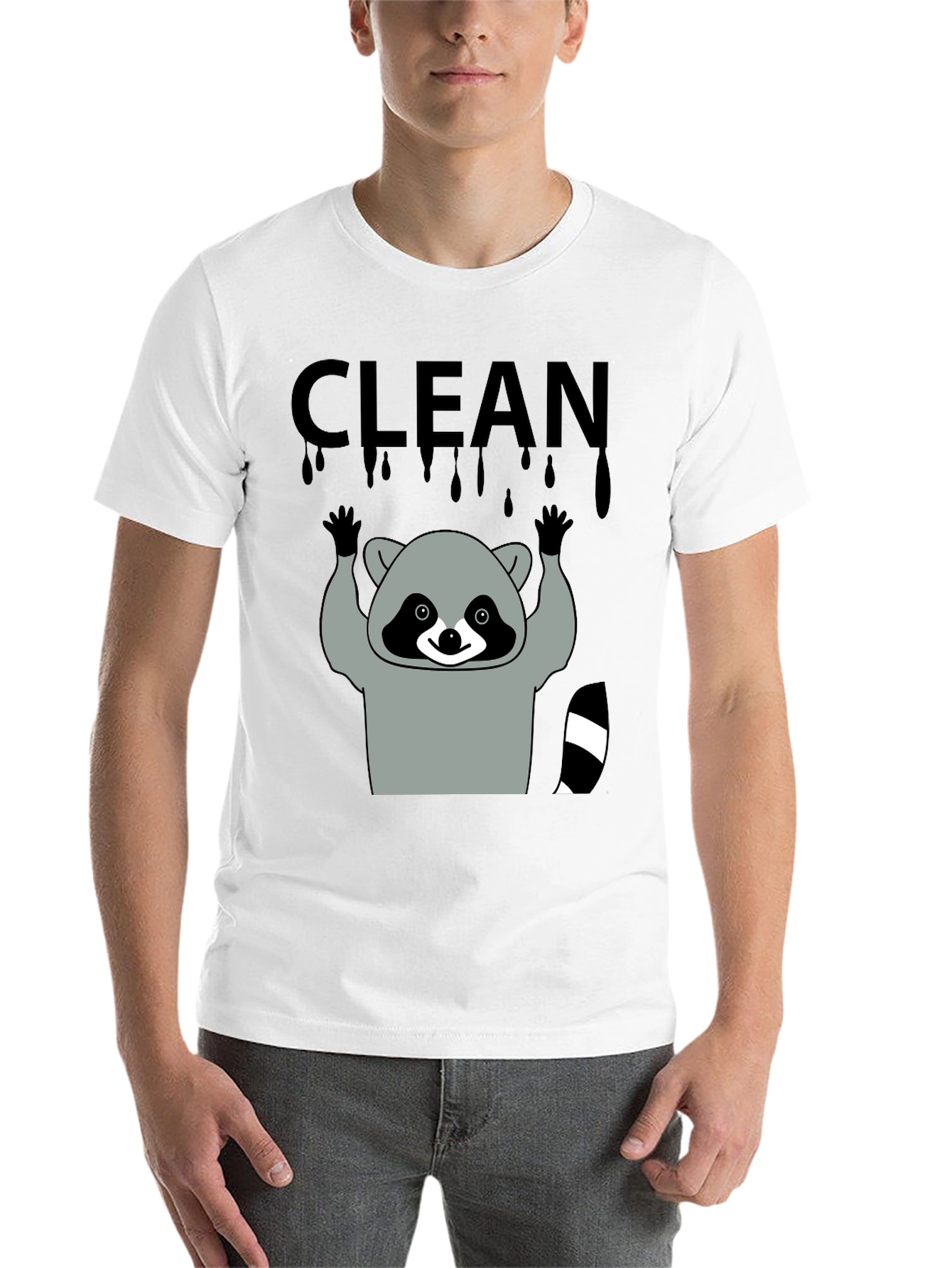 Black Clean Raccoon Graphic Tee view 14