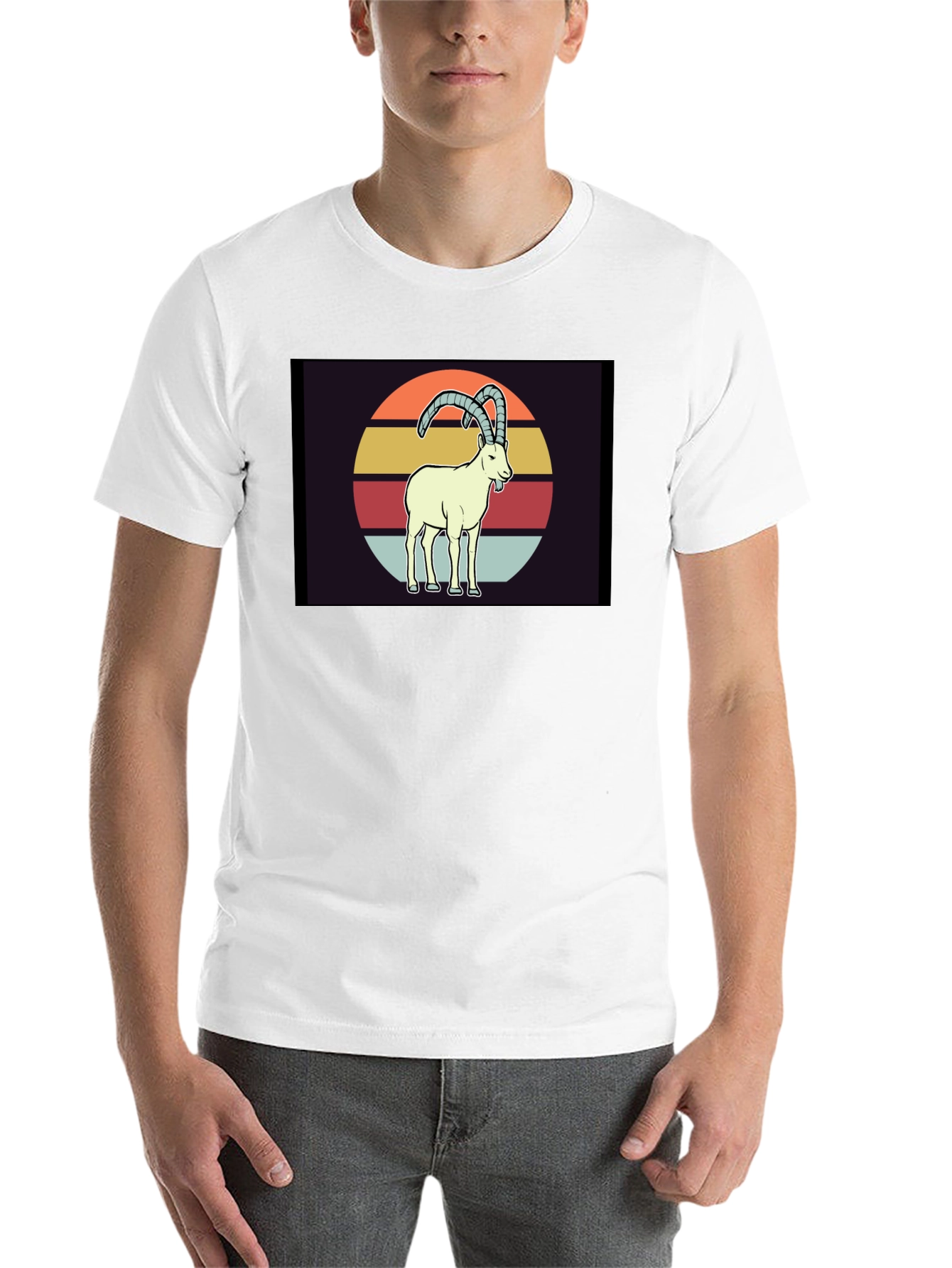 Black Retro Ibex T-Shirt - Vintage Style Goat Tee view 14