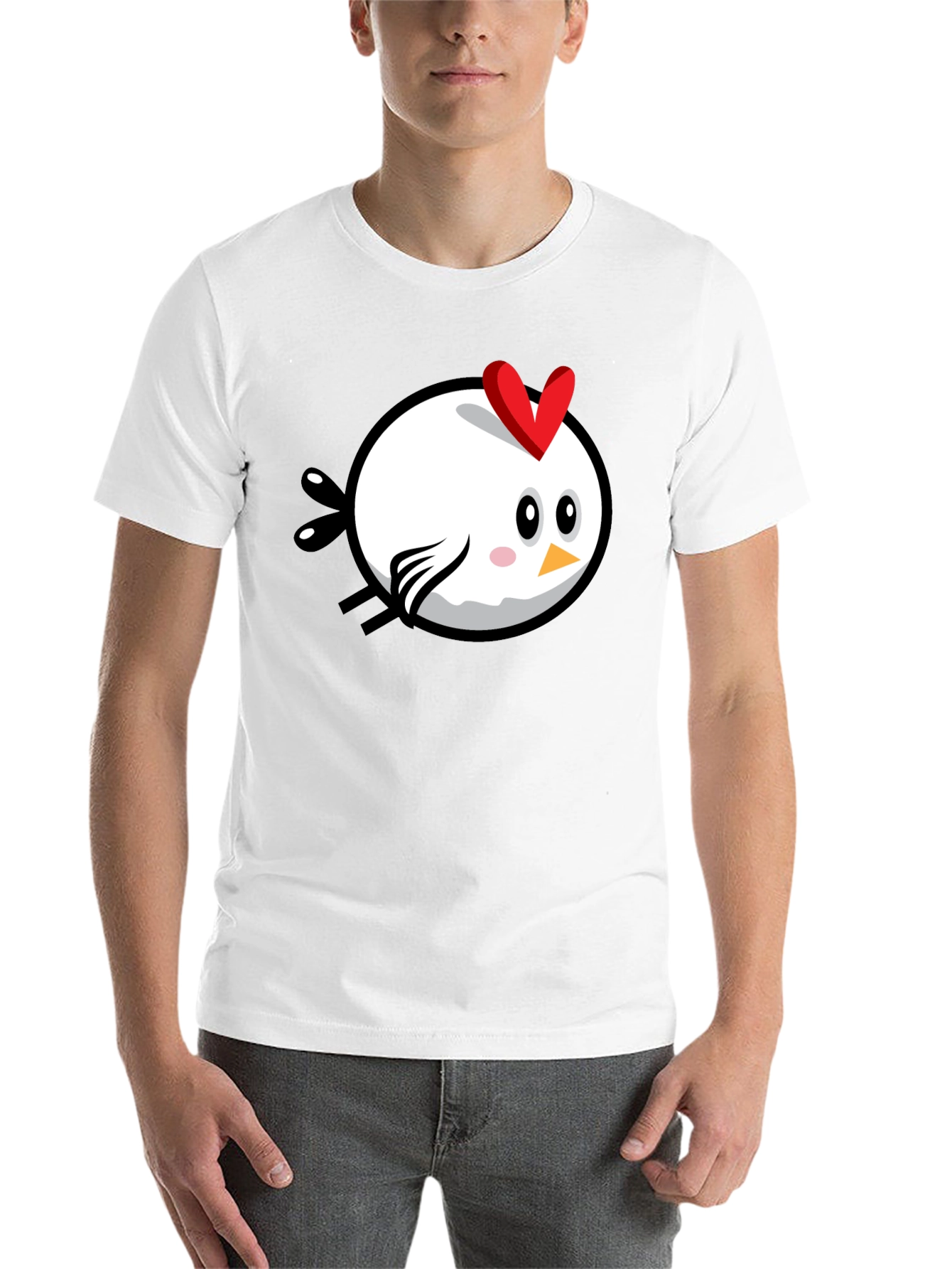 Black Cartoon Chicken Graphic Tee - Black Cotton T-Shirt view 14