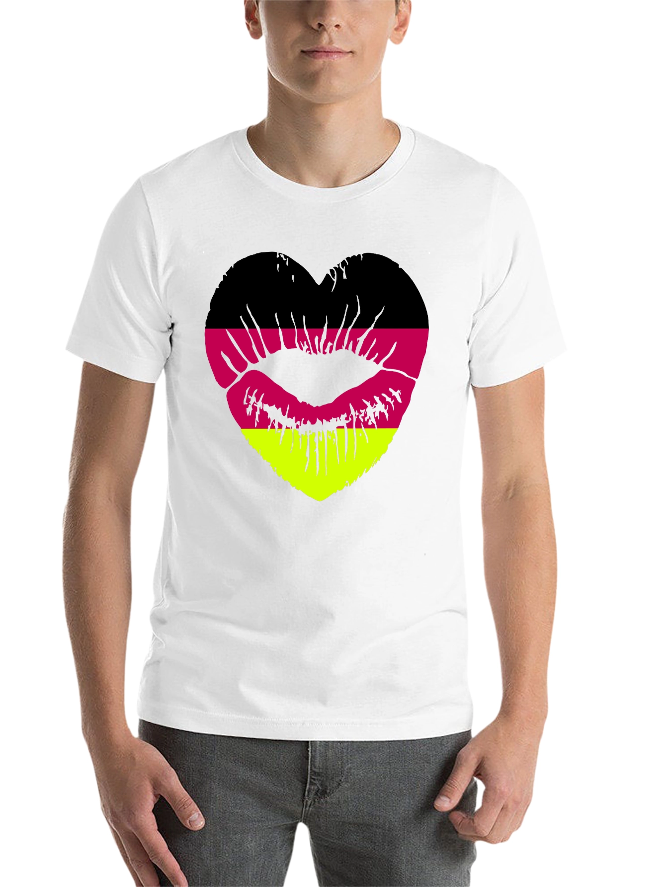 Black German Flag Lips Heart T-Shirt view 14