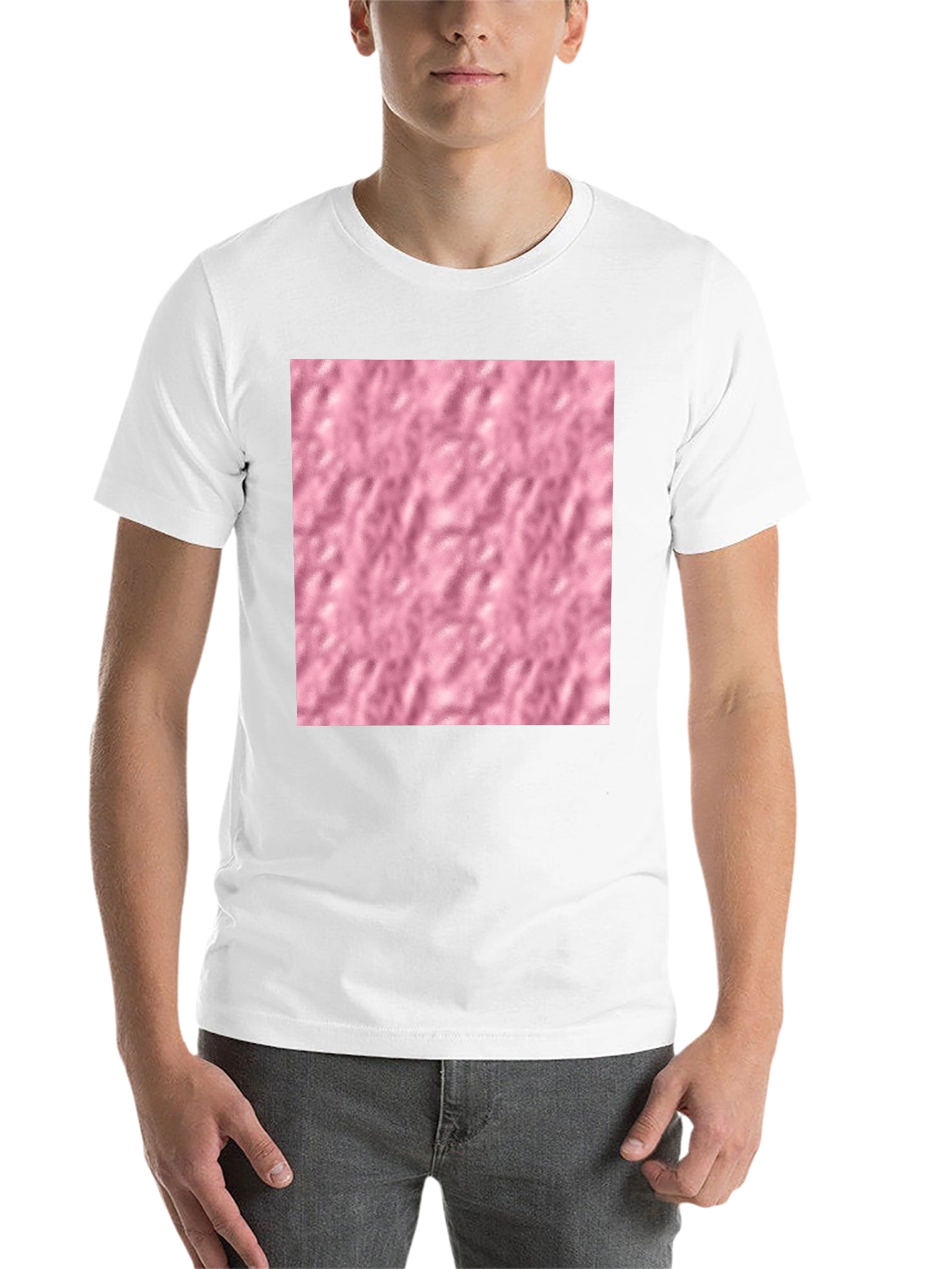 Black Black Cotton Blend T-Shirt with Pink Textured Print view 14