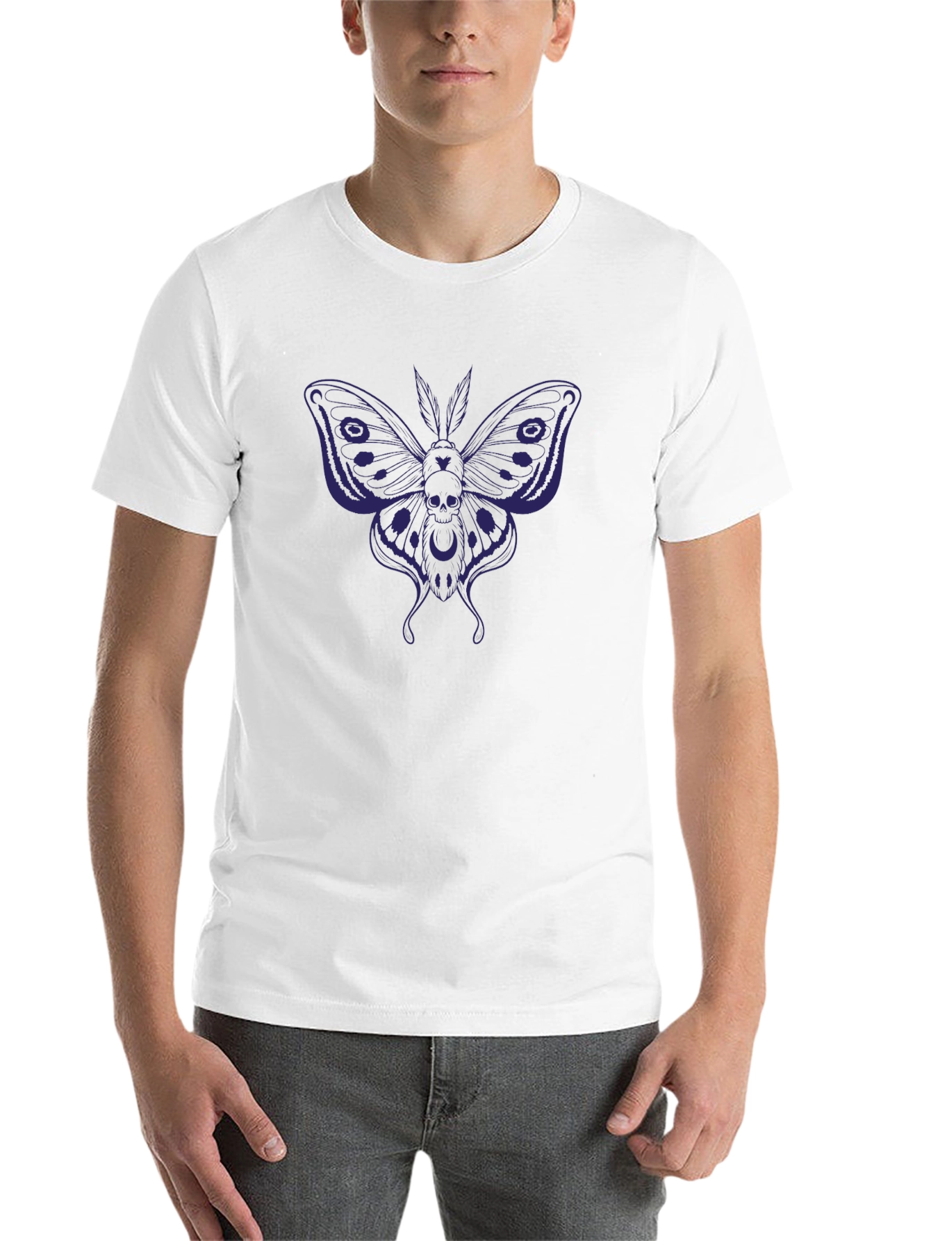 Black Skull Moth Graphic T-Shirt - Dark Gothic Style view 14