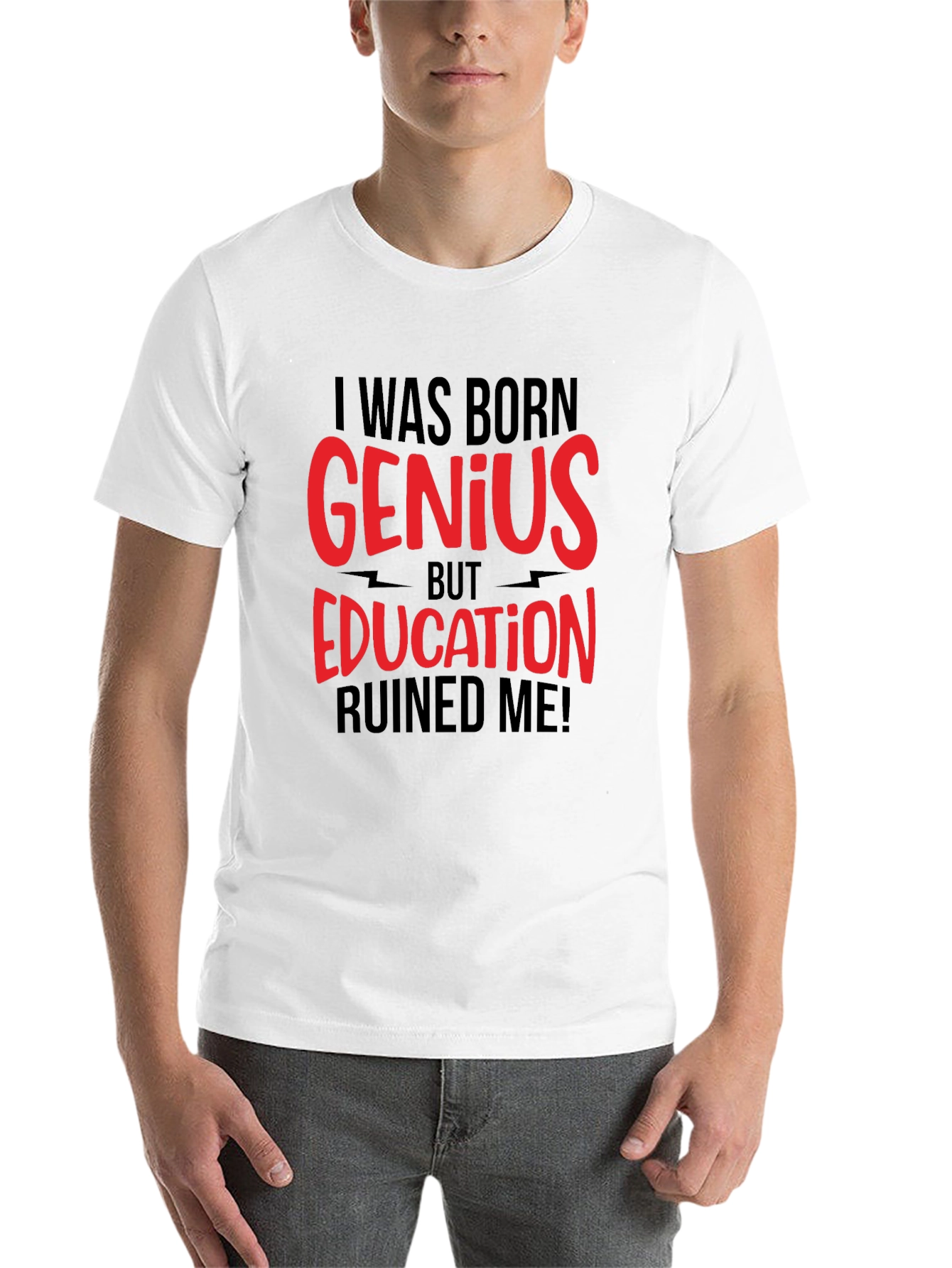 Black I Was Born Genius T-Shirt view 14
